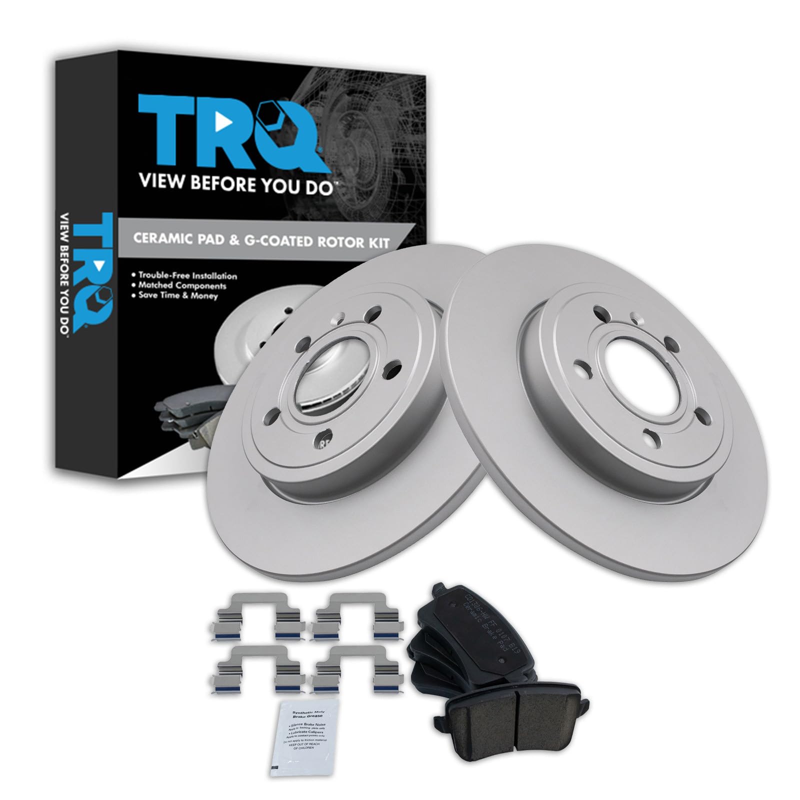 TRQ Rear Brake Pad and Rotor Set Ceramic Coated Rotors 288mm Compatible with 2009 Audi A4 2009 A4 Quattro
