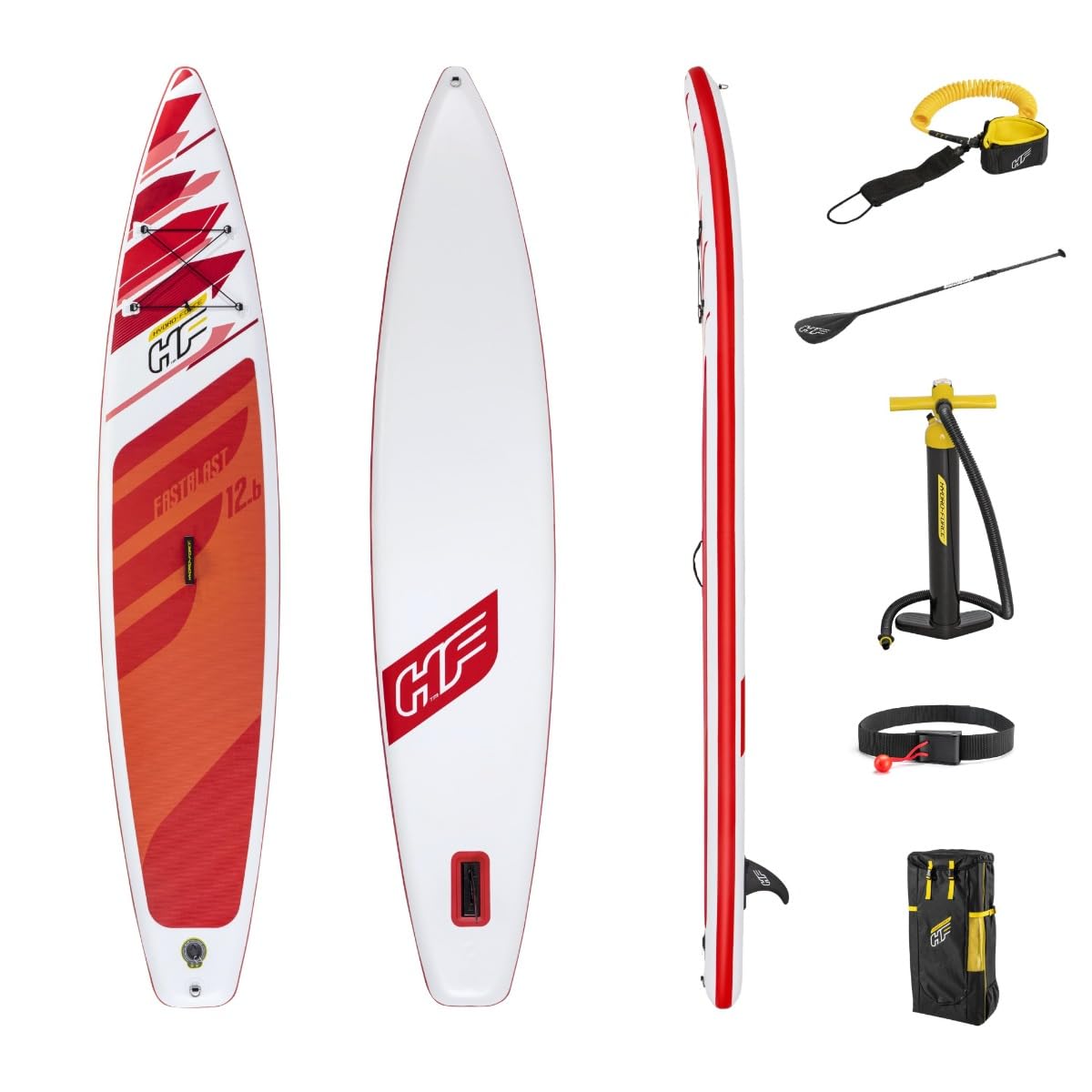 Bestway Hydro-Force Inflatable SUP, Fastblast Tech Stand Up Paddle Board with Carry Bag and Pump, 12ft 6