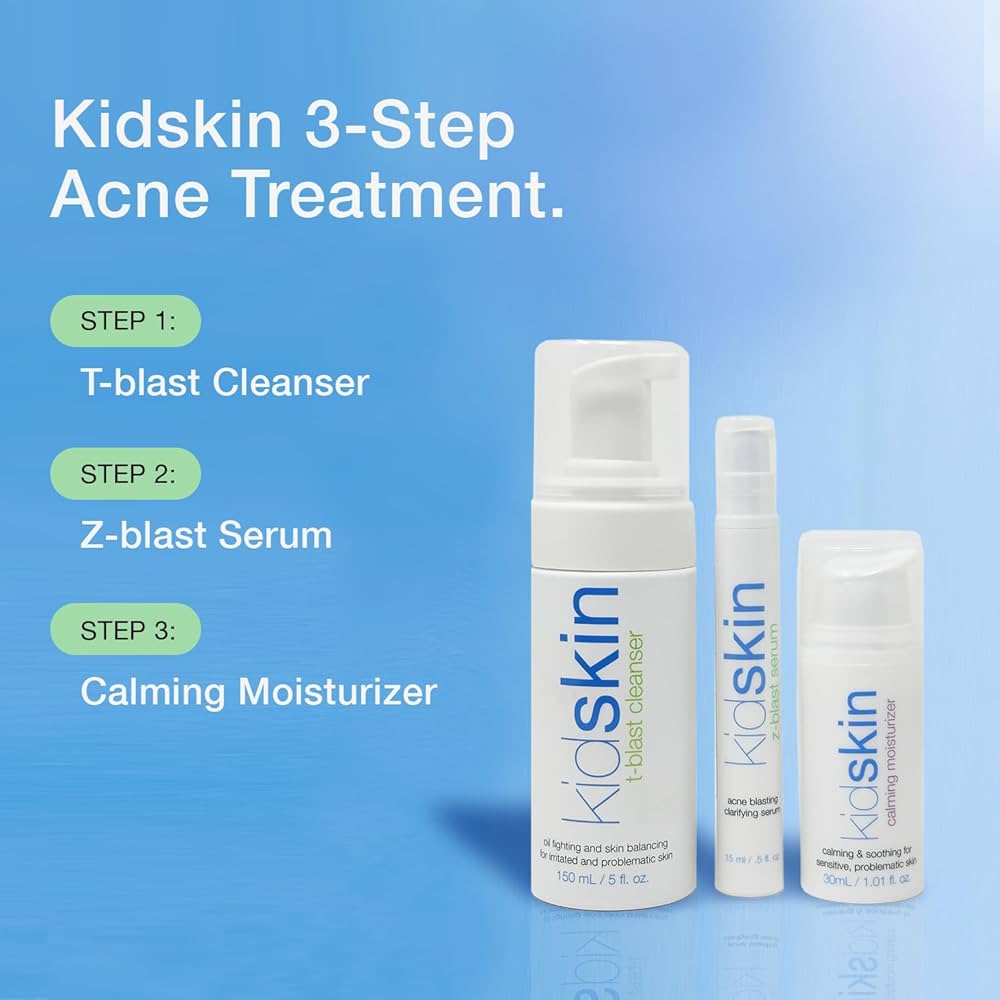 Kidskin 3-Step Acne Kit for Teens - Skincare Set Includes T