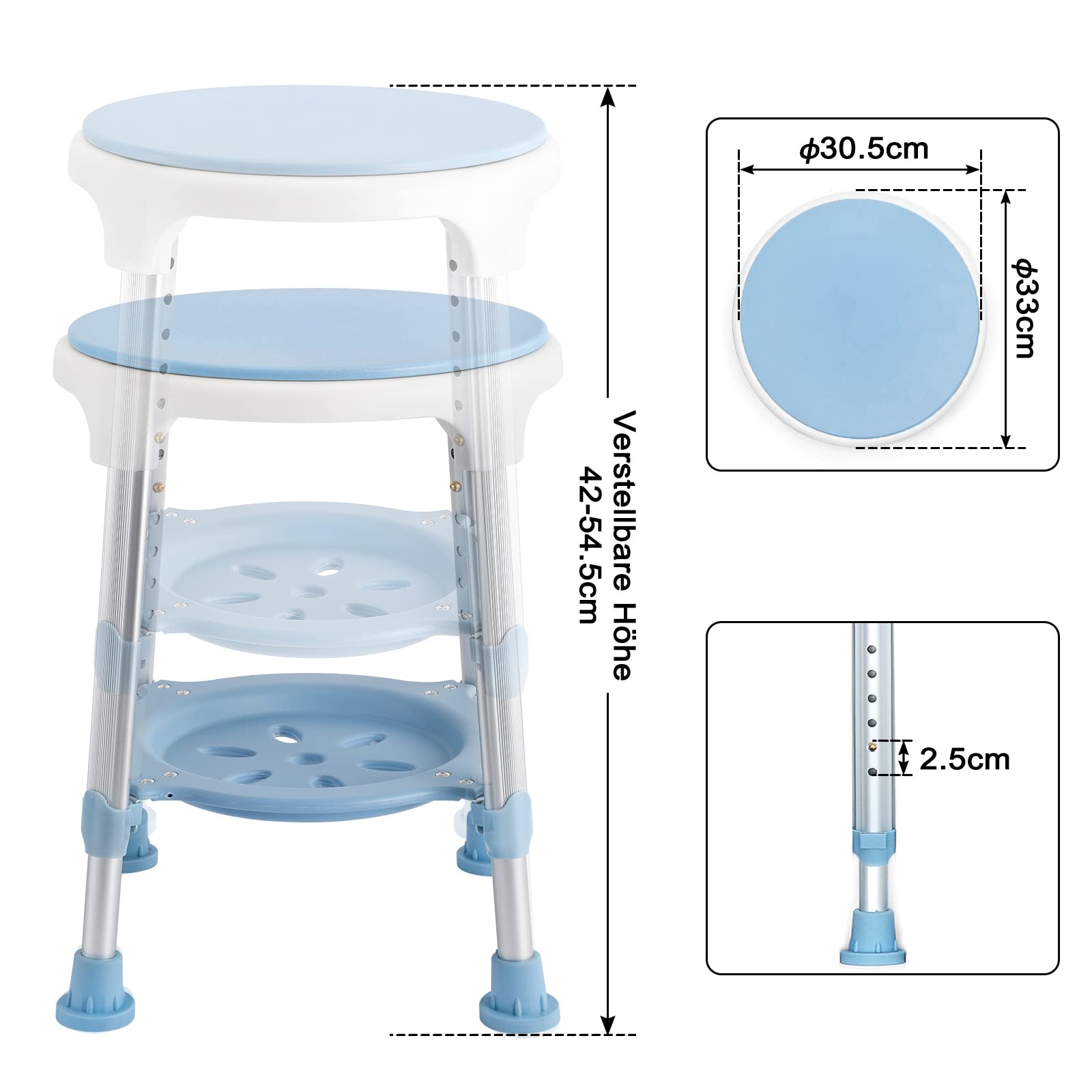 YX - Taburete de ducha para baño (giratorio)