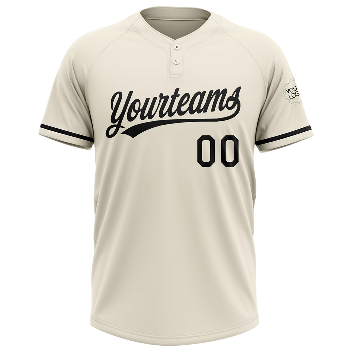 Plain Blank Baseball Jersey Cream Black for Unisex Adults Teens, Custom Men Women Softball Uniform Two Button Pullover Shirts for Team Family Couples, Personalized Hip Hop Hipster Sports Fan T-Shirts
