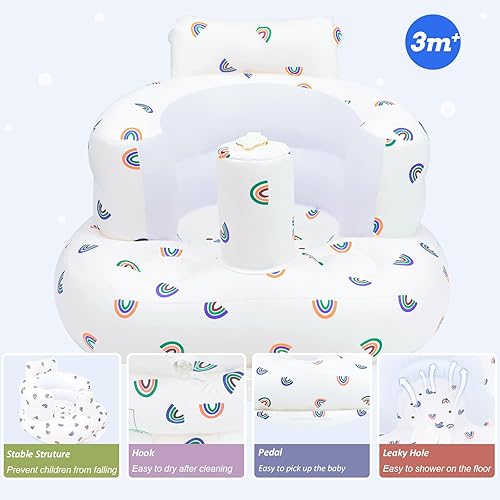 Miniatura 12 de Silla de bebé inflable, asiento de bebé inflable para bebés de 3 meses en adelante, silla inflable de verano con bomba de aire integrada, asiento