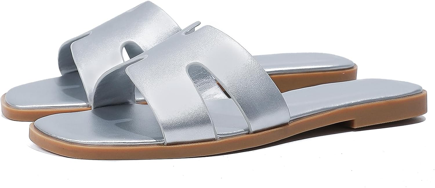 Stratuxx Kaze Open Toe Flat Dress Sandals Womens Slide Comfortable Summer Black, White, Tan Sandals for Women