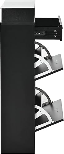 Vista 18 de Zapatero moderno con 4 cajones abatibles, organizador multifuncional de almacenamiento de zapatos de 2 niveles, zapatero independiente para pasillo