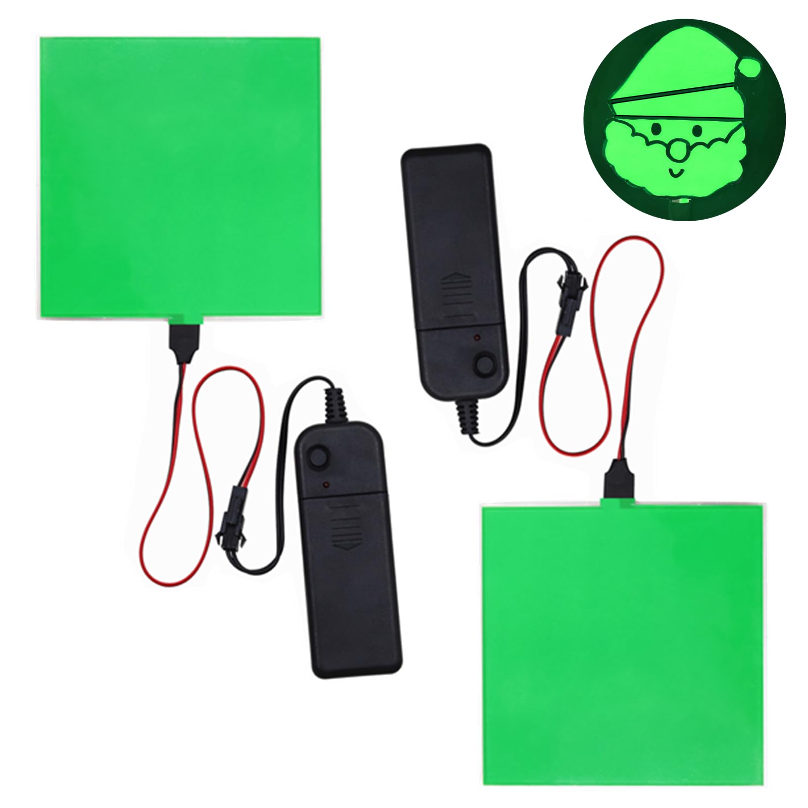 Electroluminescent (EL) Panel Light, DIY EL Backlight Cuttable Paper Lamp for Holiday Decoration/Cosplay/Warning, Green 2PCS (10cmx10cm)