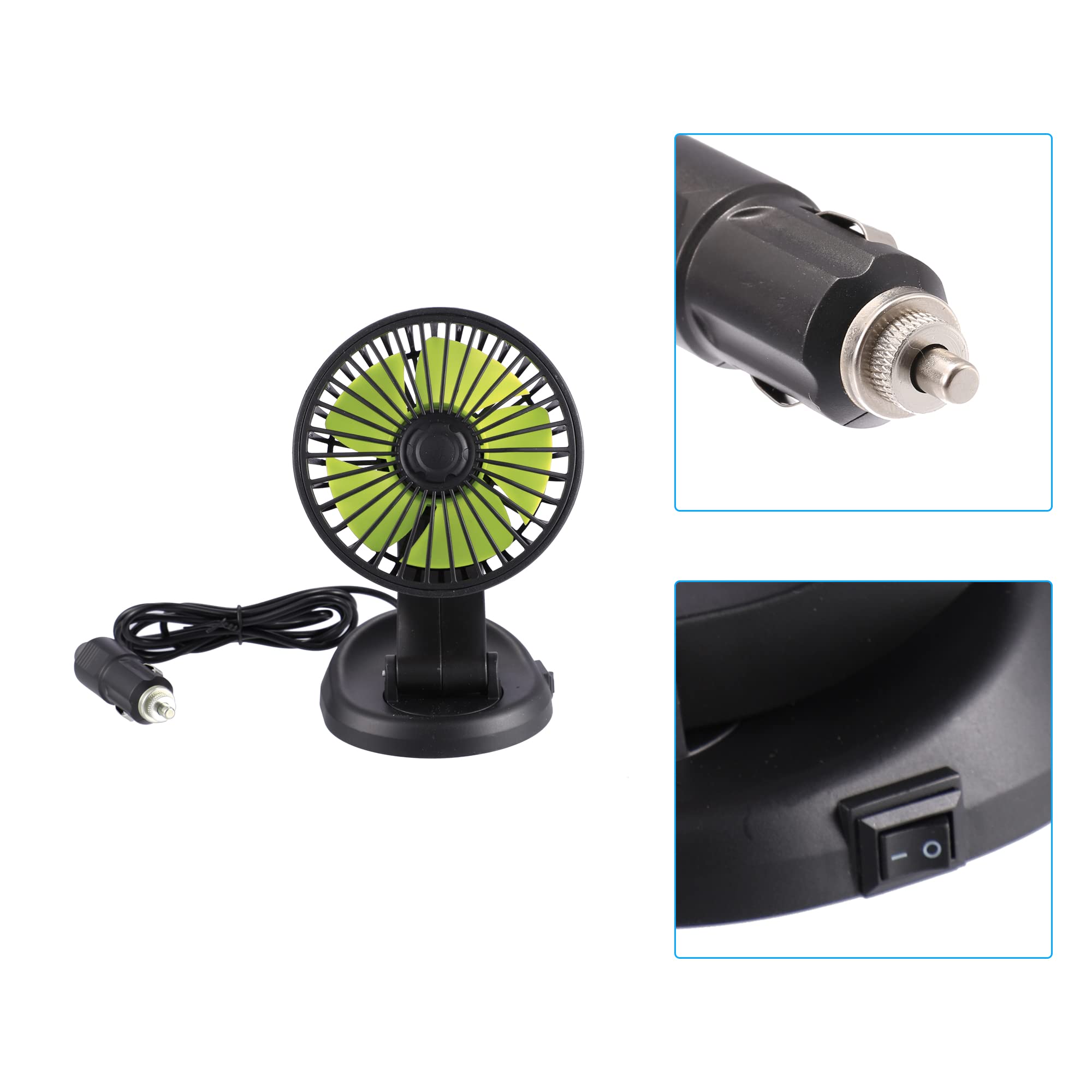 MoreChioce Ventilateur De Voiture Portable 360° - Ventilateur Silencieux USB Ou 12V Pour Tableau De Bord, Camion, SUV