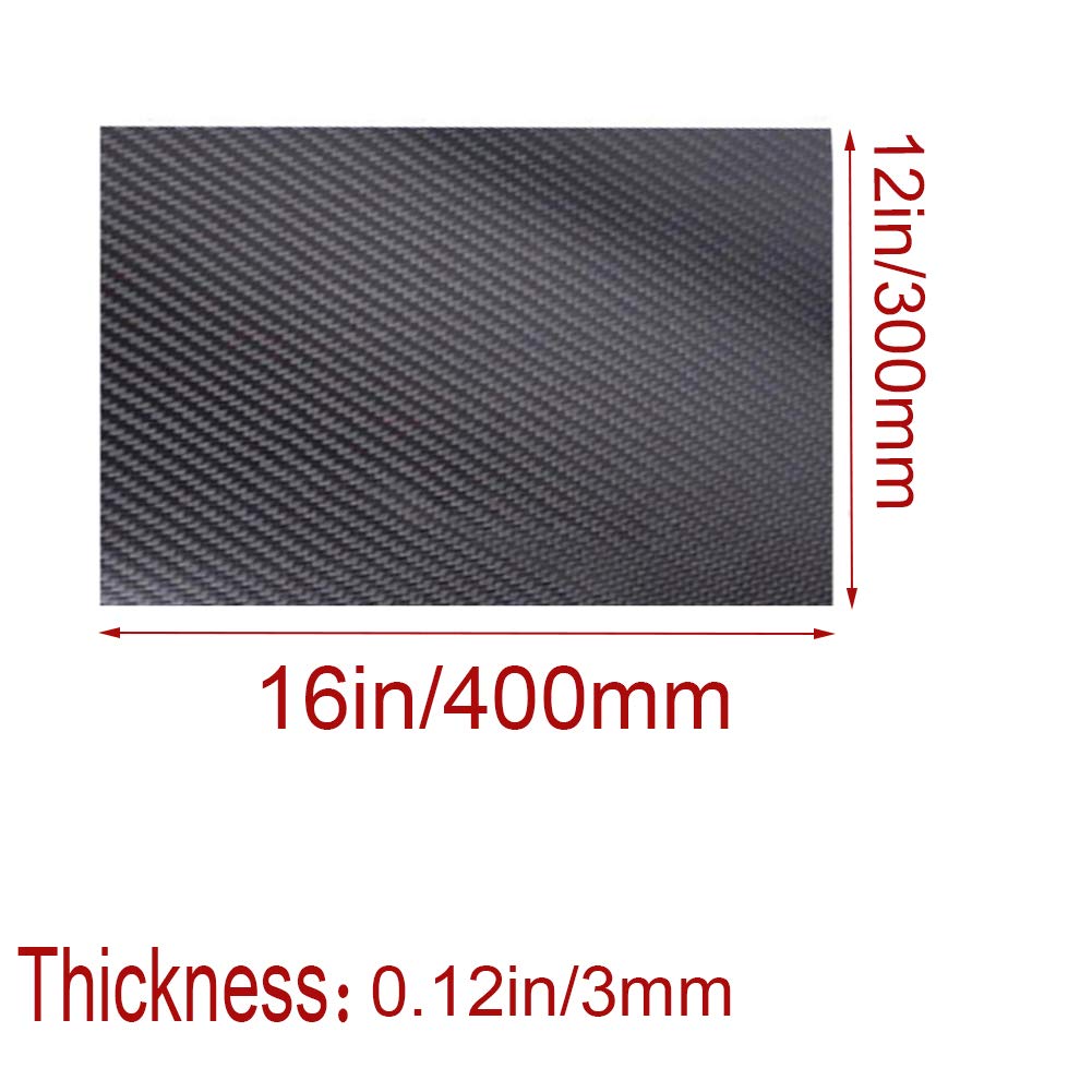 Panel 3K Rigid Laminate multicopter Twill Matte 400mmx300mm(Thickness3mm)