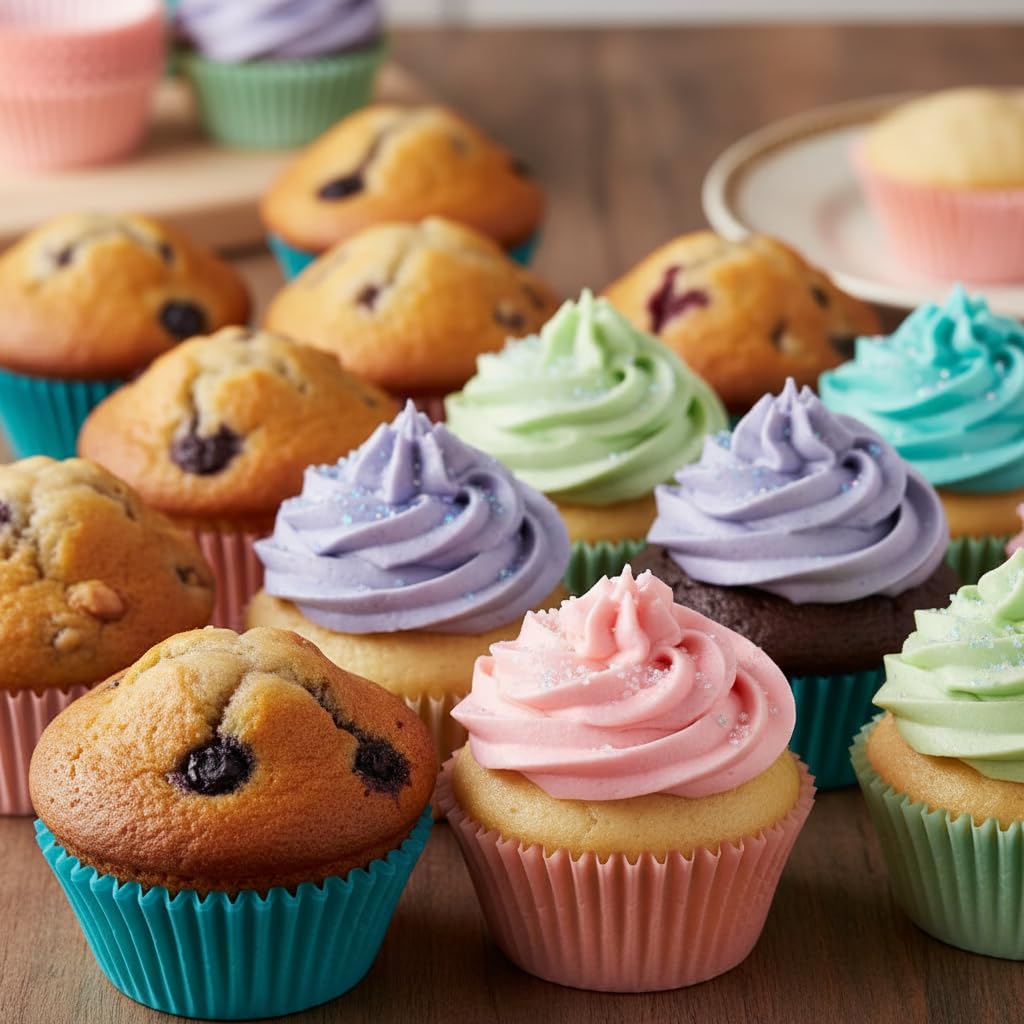 Pack 200 Moldes de Papel para Magdalenas y Cupcakes de Calidad Alimentaria 7,5 cm Moldes de Repostería Extra Resistentes al Horno y Antigrasa Ideales para Muffins y Mesas Dulces (Verde Pastel) — view 4