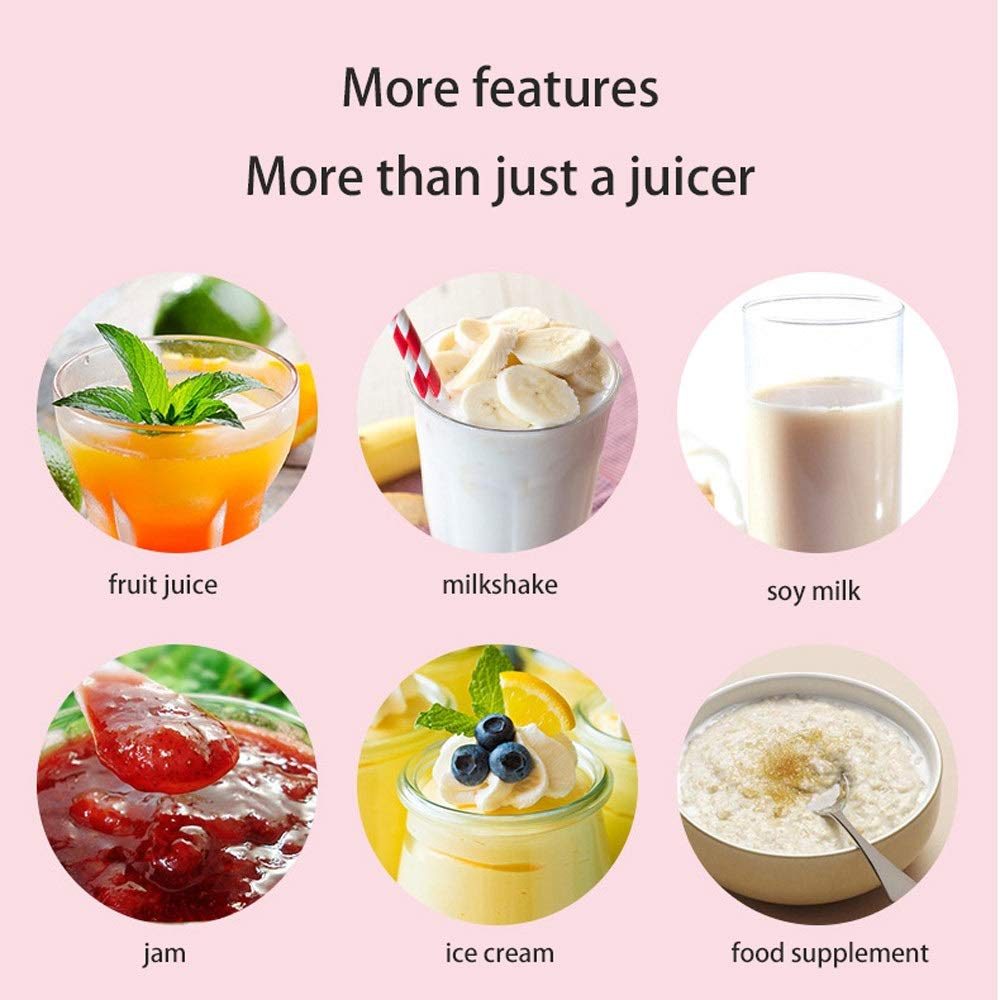 Exprimidor portátil Vaso de Jugo de Vidrio de borosilicato Alto Carga USB Mini exprimidor eléctrico Vaso Mezclador de Batidos de Frutas pequeñas Acero Inoxidable 304 Adecuado para el hogar O