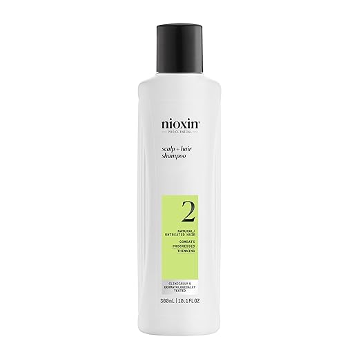 Nioxin System 2 Scalp + Hair Thickening Shampoo for Natural Hair with Progressed Thinning | Cleanse & Boost Hair Density with Niacinamide & Biotin