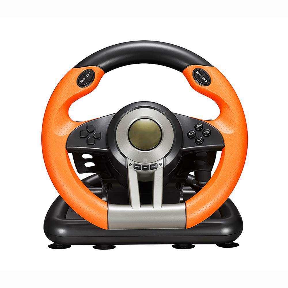 RajoNN Volante de Carreras para PC, Volante Universal de Carrera con simulación de Coche USB de 180 Grados con Pedales