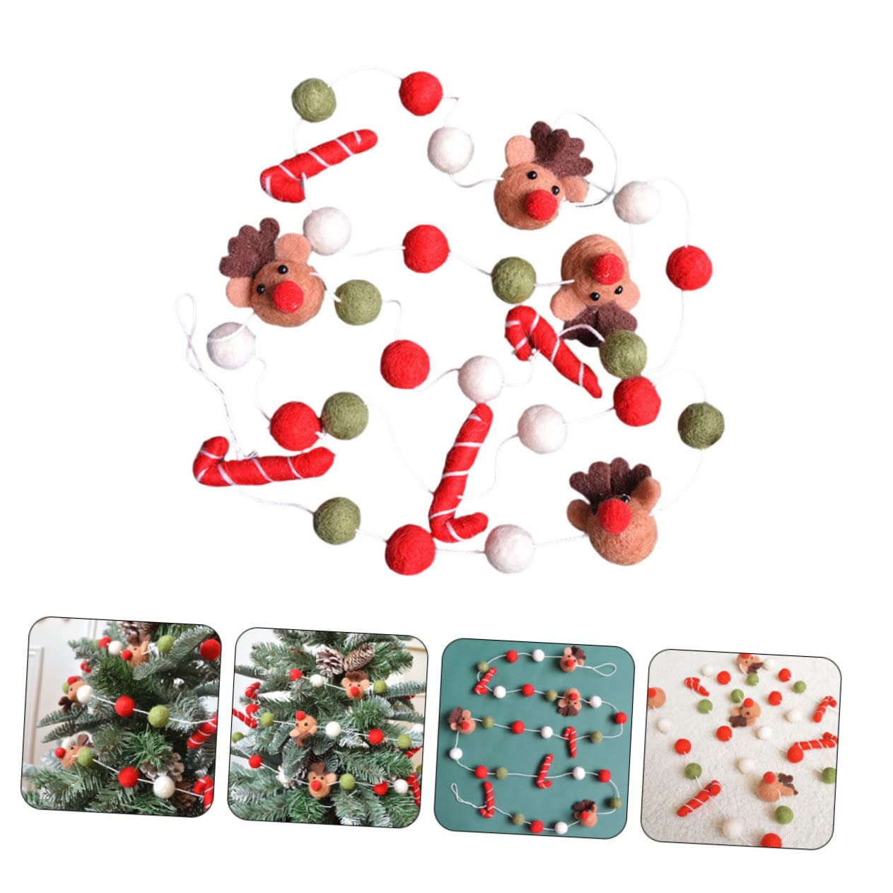 IMIKEYA 5 Saiten Weihnachtskugel-spieße Aus Filz Weihnachtsbaum-anhänger Weihnachtsschmuck Weihnachtsbaumschmuck Hängende Verzierung Kamin-pom-pom-Banner Weihnachtsbommelgirlande Füllstoff