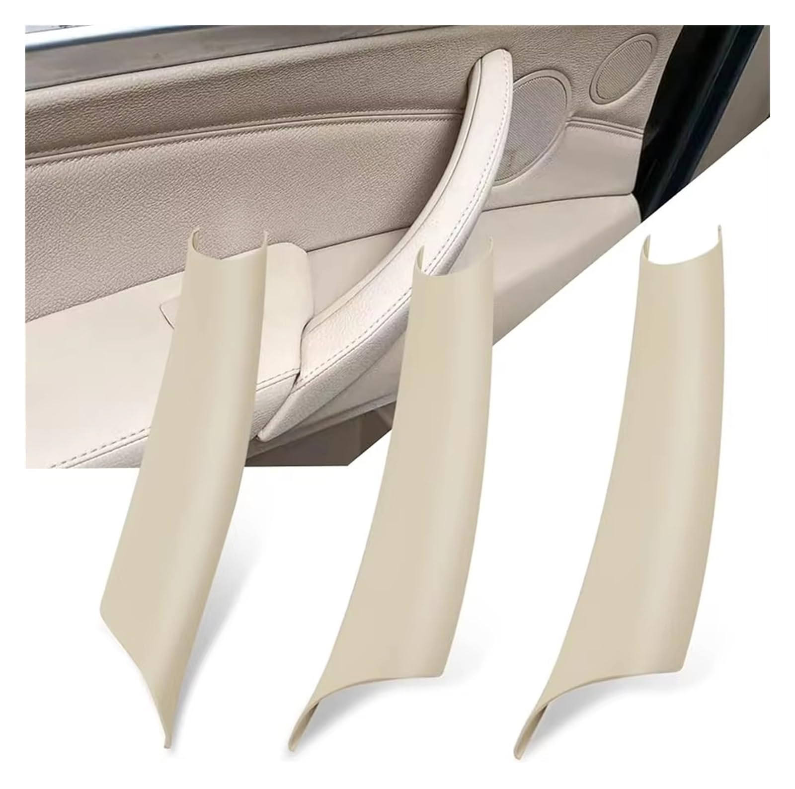 Pull Handle Inner Trim For BMW For X5 For E70 For X6 For E71 2006-2013 LHD RHD Black Beige Carbon Fiber Inner Door Handle(Beige LHD)