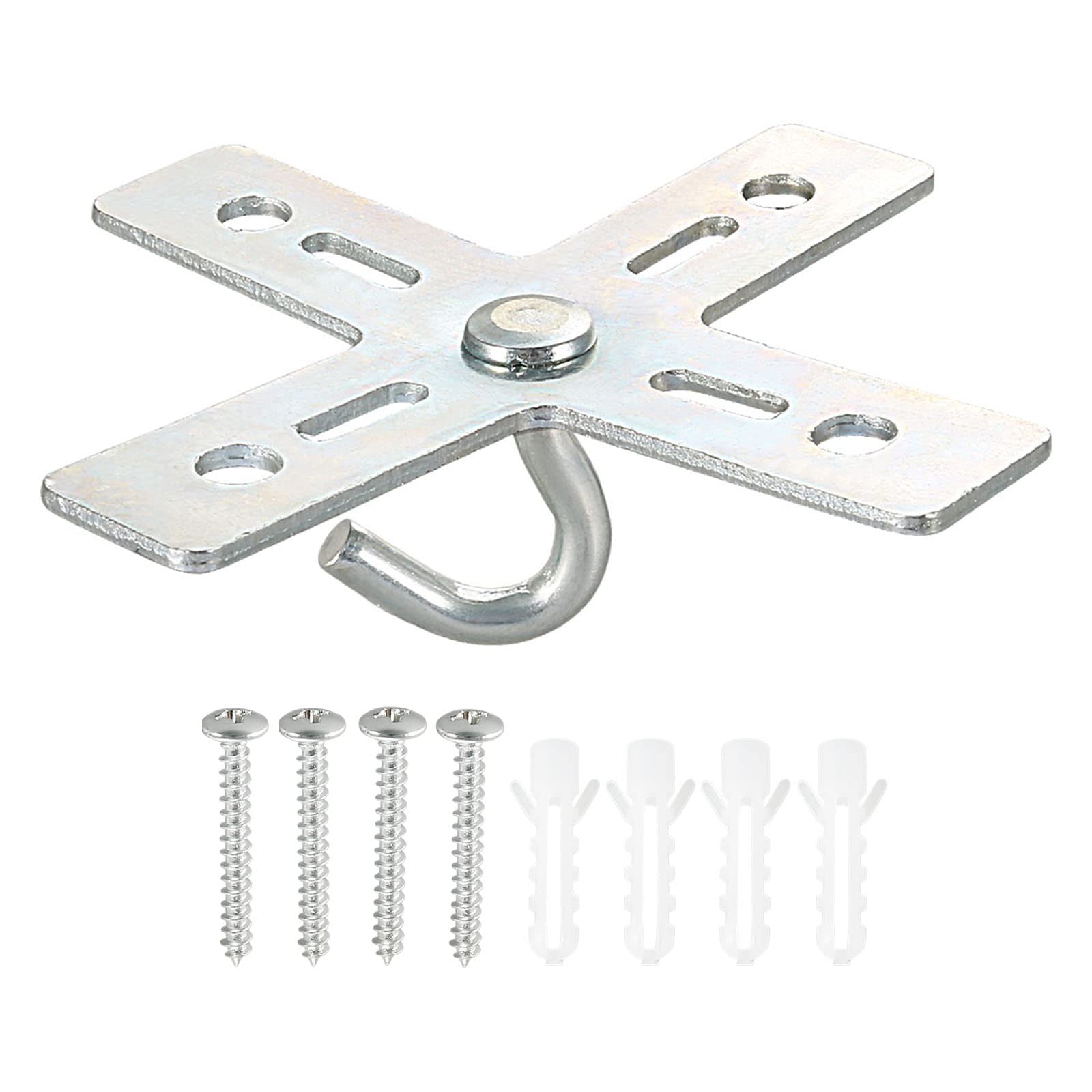5 Ganci In Metallo Per Plafoniere E Lampadari Con Viti E Tasselli – Zincati, Portata Pesante, 76,8x17,5mm