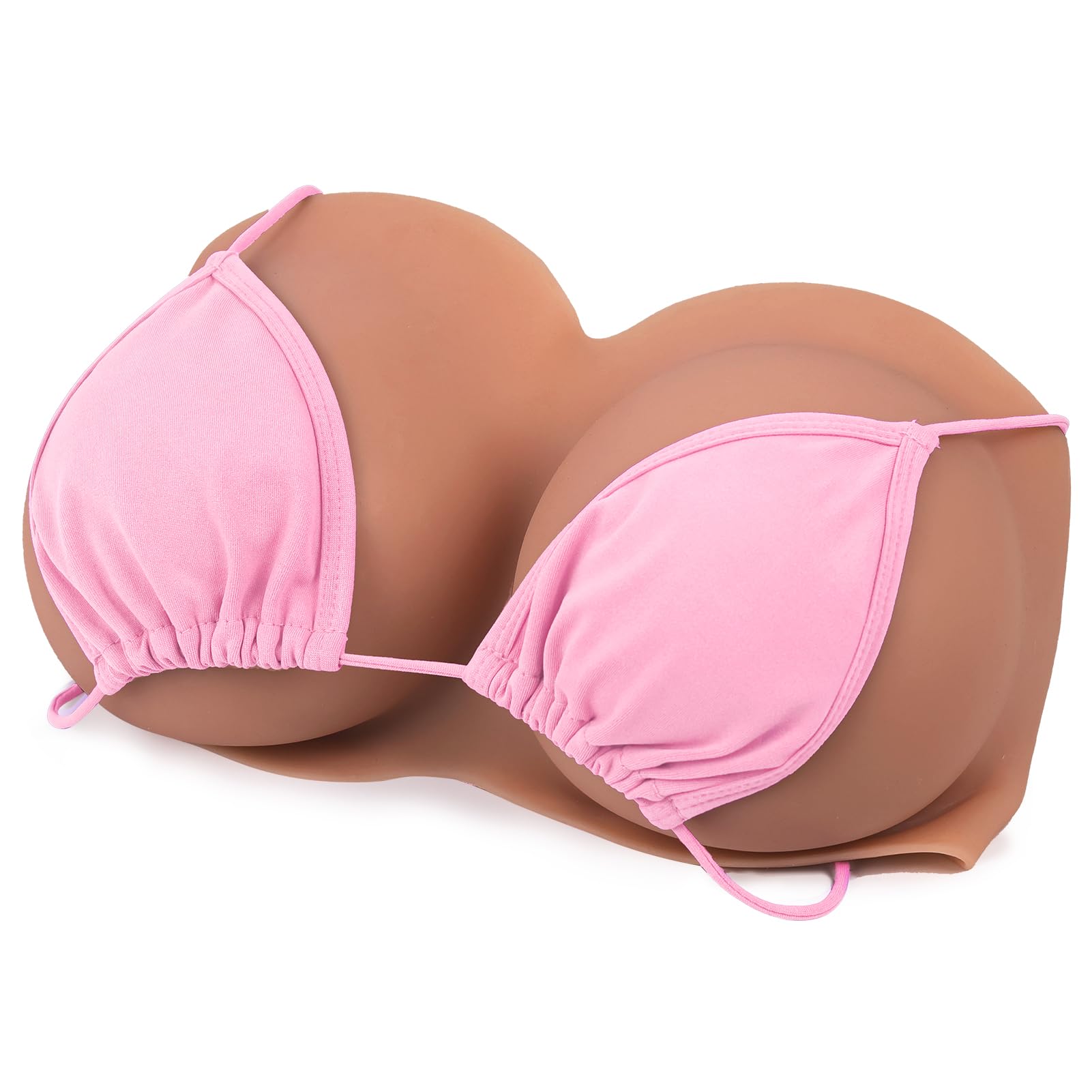 Pechos de Silicona Rellenos de Algodón y Gel V-Cuello Prótesis Mamaria Realista Sin Tirantes Formas para Mastectomía Crossdresser Transgénero Cosplay (Piel Bronceada - Copa E, Talla XL)