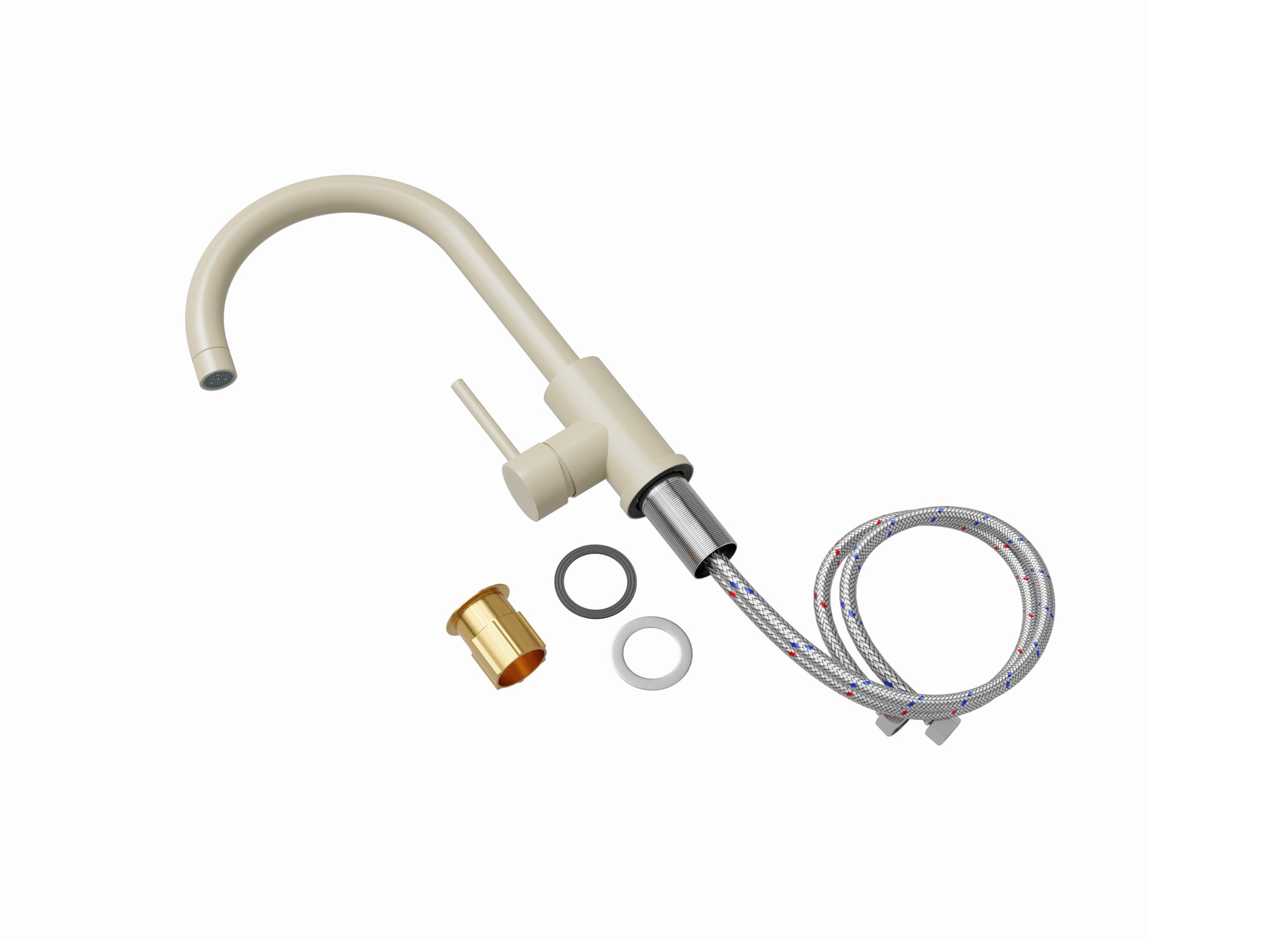 PRIMAGRAN Robinet de cuisine 5010 Beige, Robinet haute pression, Robinet de l’évier pivotant à 360°
