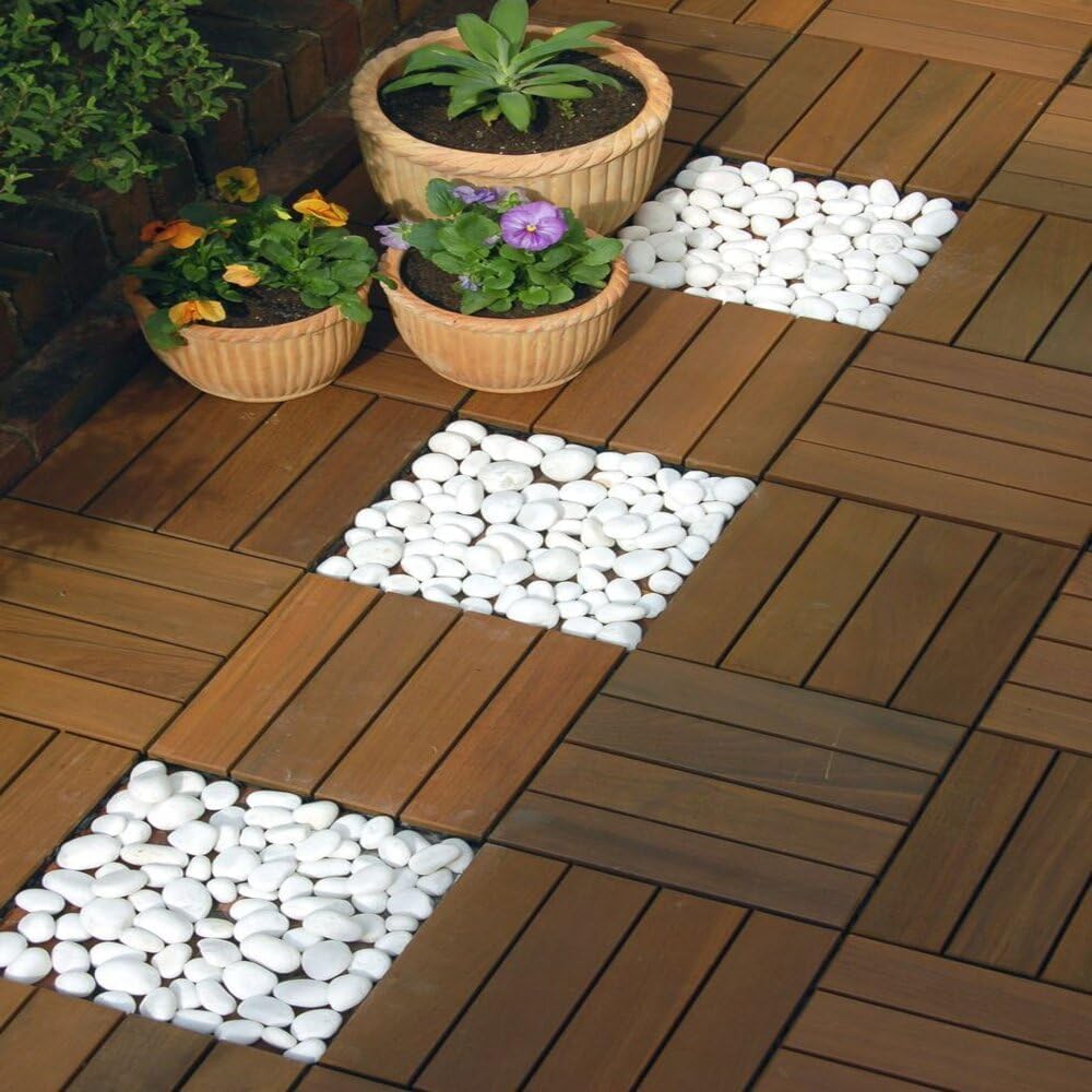NlA HOMETASTE Interlocking Hardwood Decking Tiles(Set of 10) Elevate Your Outdoor Spaces with Waterproof, Durable & Stylish Wood Flooring for Gardens,Patios,Balconies,Roof Terraces & Offices