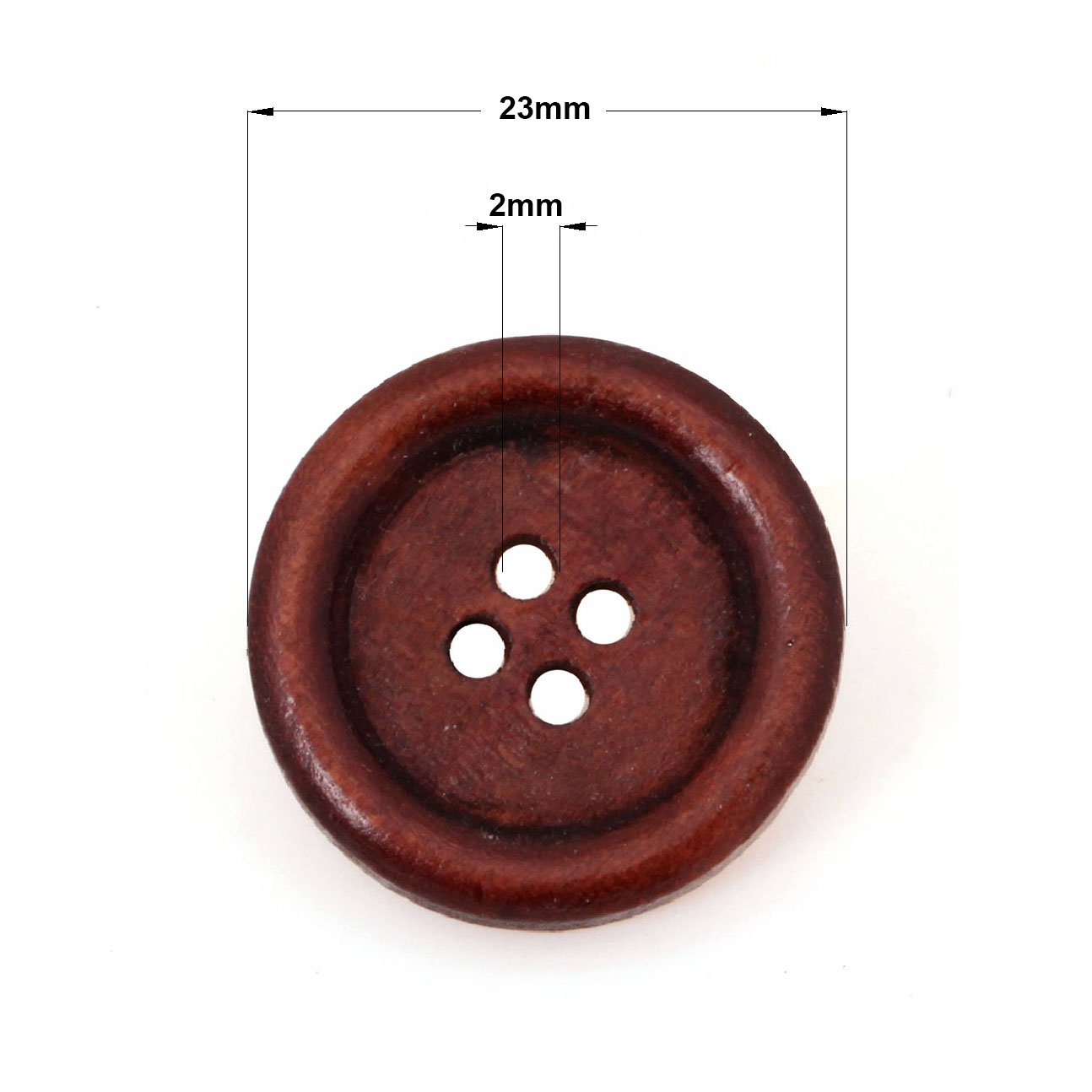 Lot De 30 Boutons En Bois De 35 Mm - Brun Foncé - 4 Trous - Pour
