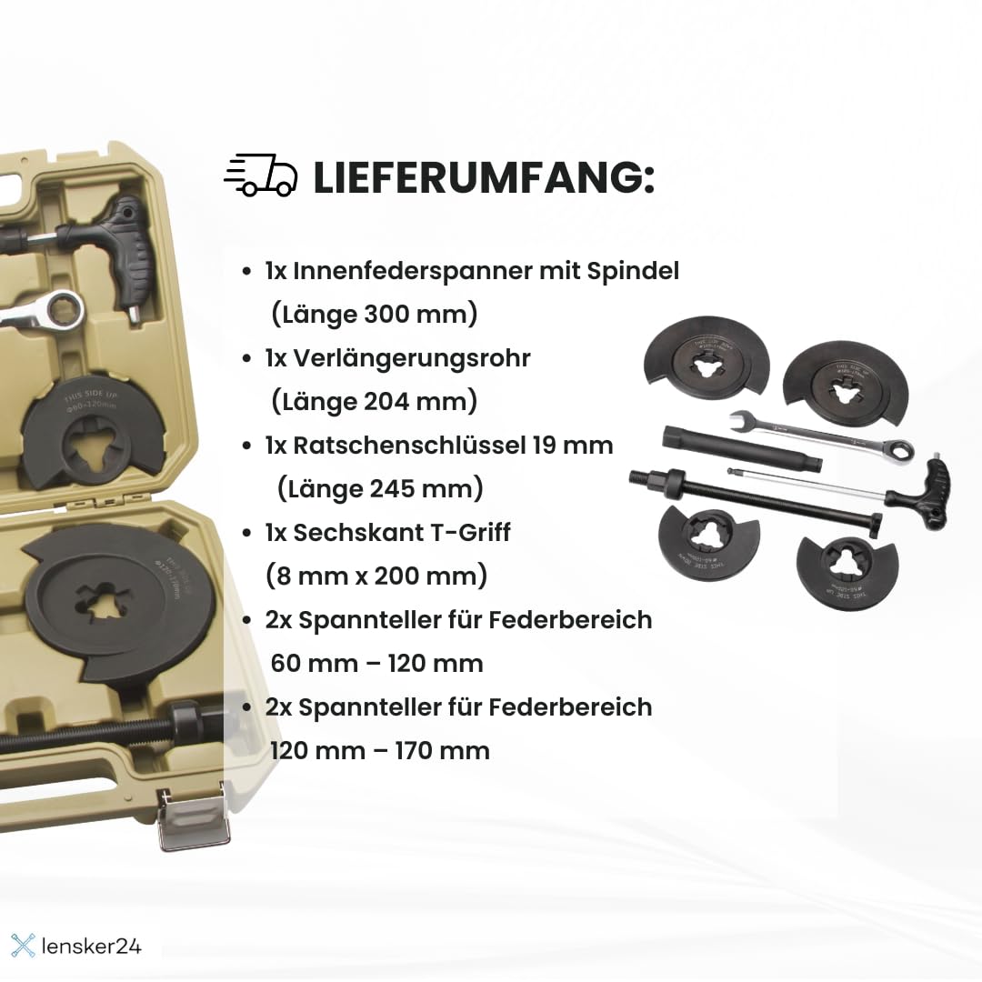 Innenfederspanner/Federspanner Innenspanner – geeignet für BMW – Schraubenfedern wechseln – 60–170 mm – für PKW ohne Federbein
