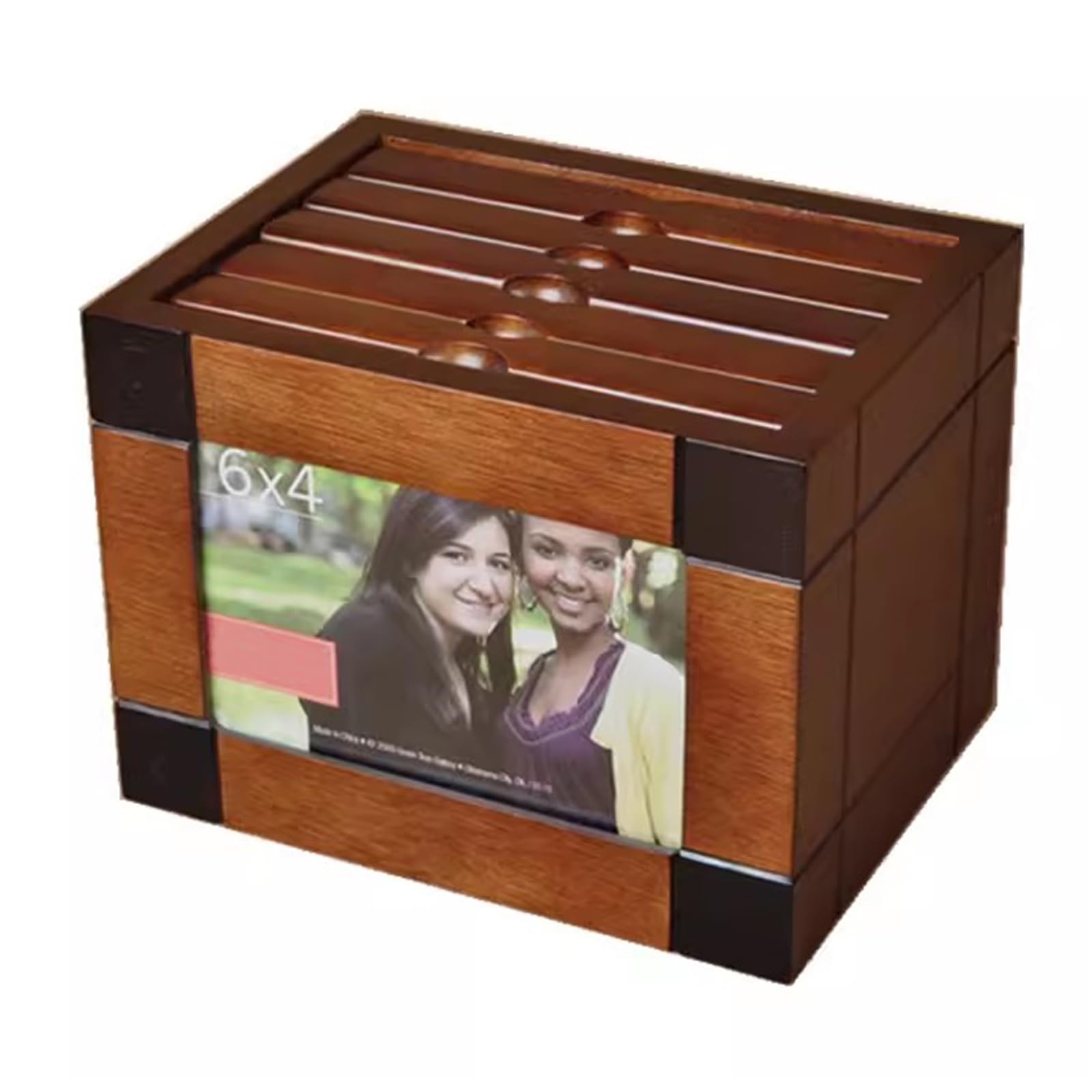 Caja De Madera para Fotos, Caja De Almacenamiento para Álbumes con 5 Álbumes Extraíbles, Cubo para Insertar Marcos De Fotos, para Fotos De 6 X 4 Pulgadas, Puede Contener 100 Fotos