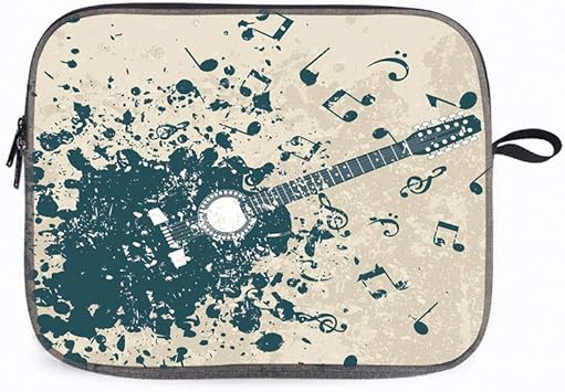 Amazon ベージュダークブルーとレトロな暗い背景にモダンなアコースティックギター パソコン ケースノートパソコン タブレット 音楽ノートメロディーイラスト スリーブケースpc ラミネート かわいい おしゃれ 13 3inch Macbook Air Macbook Pro Misimatrer Pcバッグ