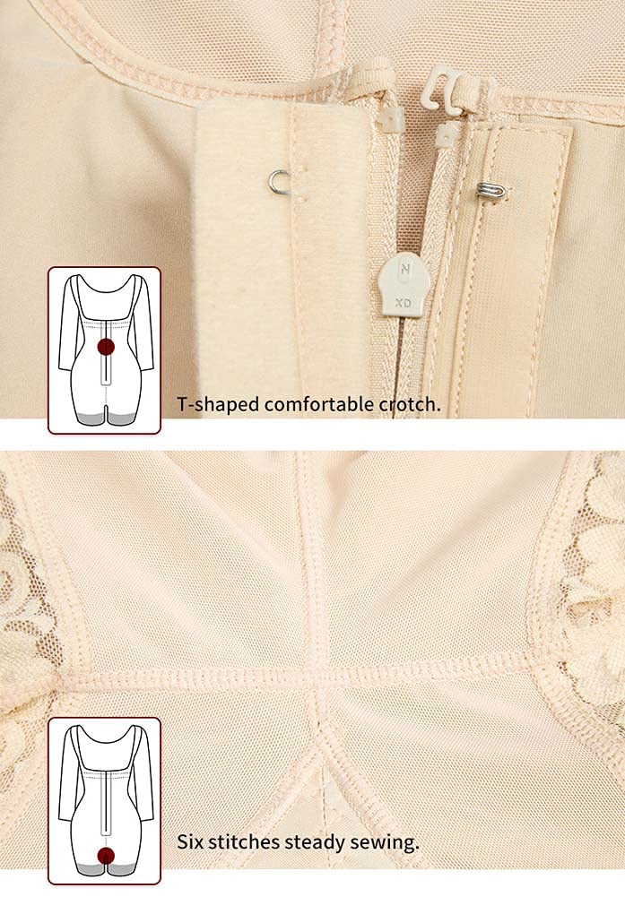 XYNSNDB Body z długim rękawem dla kobiet Wyszczuplający brzuch Butt Lifter Plus Size Body wyszczuplają talię