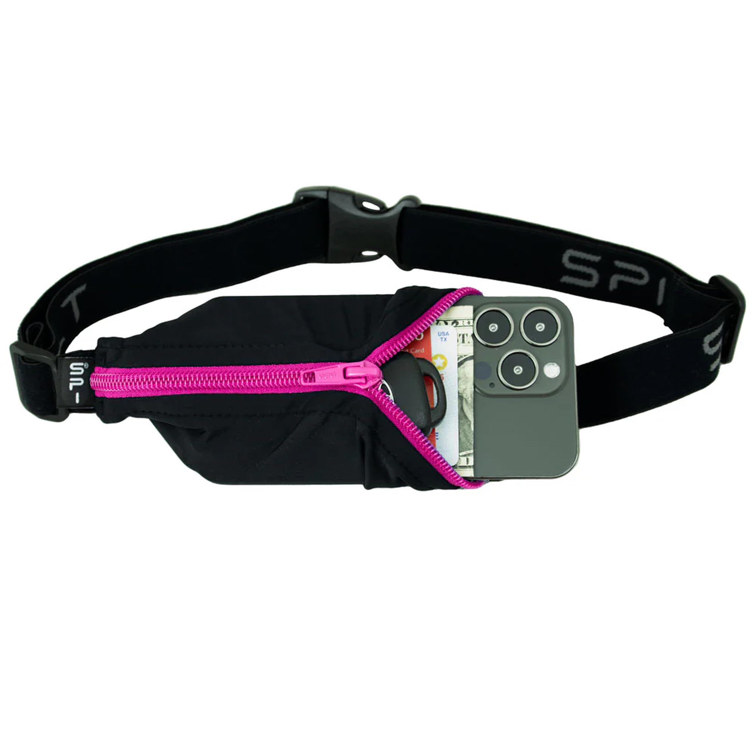 Spibelt Zeibe SP001.07 Laufgürtel, Unisex, Schwarz/Pink, Einheitsgröße