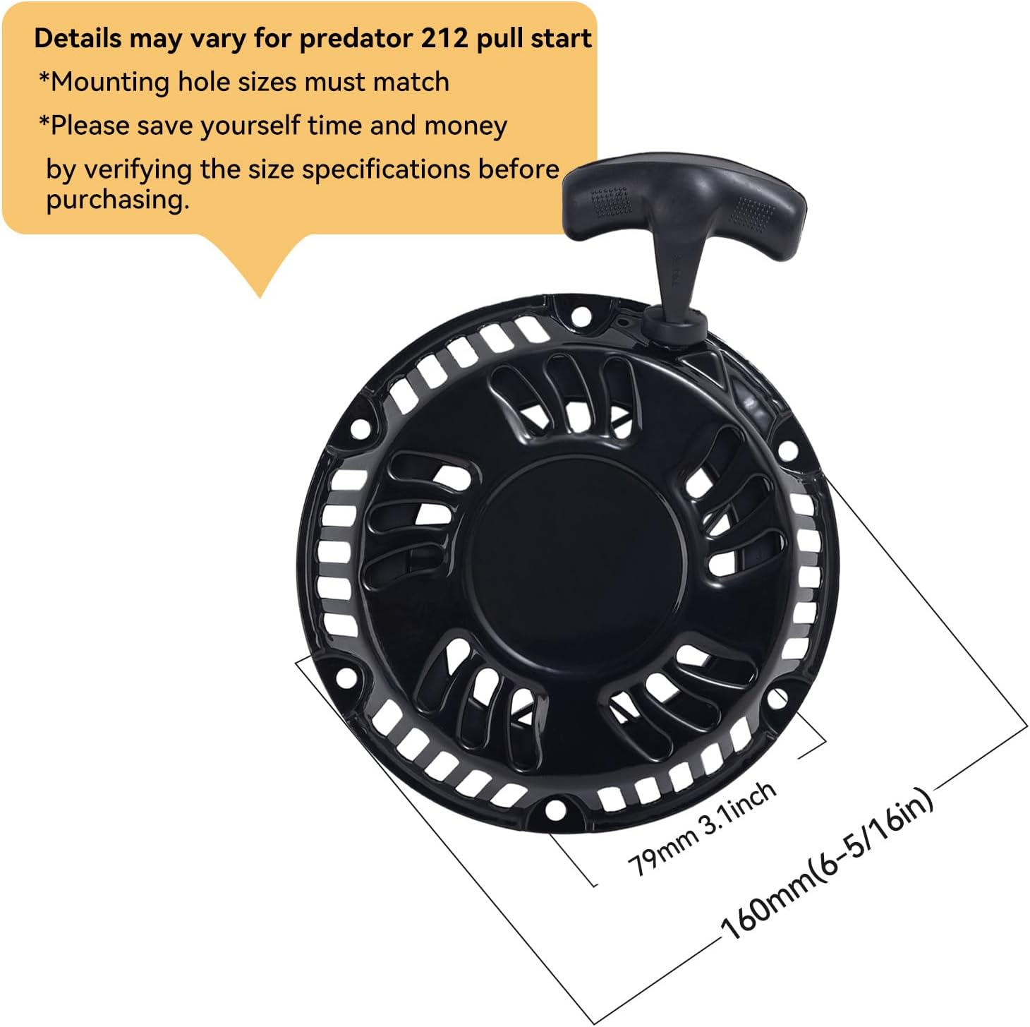 Original Predator 212 Pull Start Assembly with Sticker for Predator 212cc 196cc 224cc 5.5hp 6.5hp 7hp Engine Recoil Starter for Coleman CT200U BT200X Baja MB200 Mini Bike Go-Kart Pull Cord Replacement
