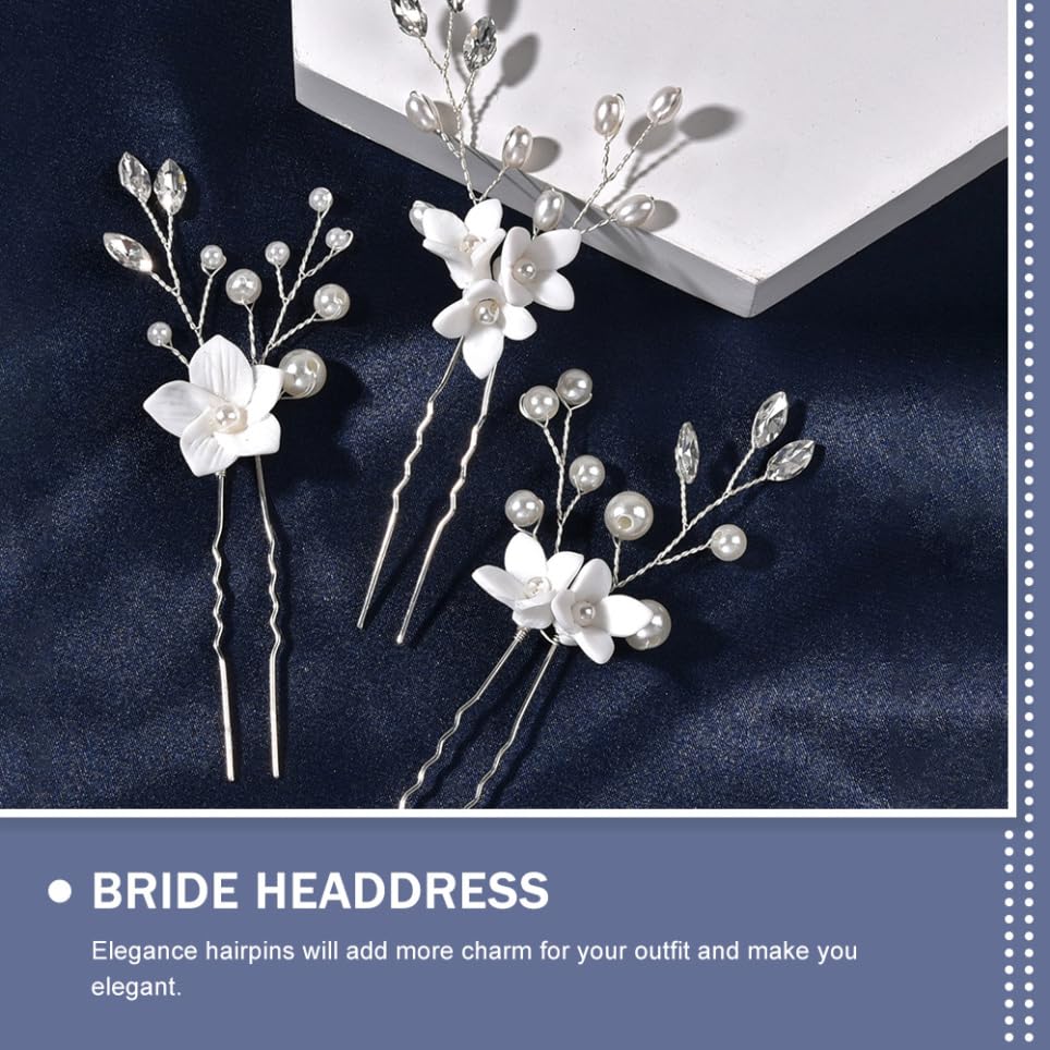 Baluue 12stücke Teiliges U-förmiges Haarschmuck-set Mit Weißen Blumen Für Hochzeiten Brautfrisuren Und Brautjungfern Haarnadeln Kunstperlen Für Besondere Anlässe