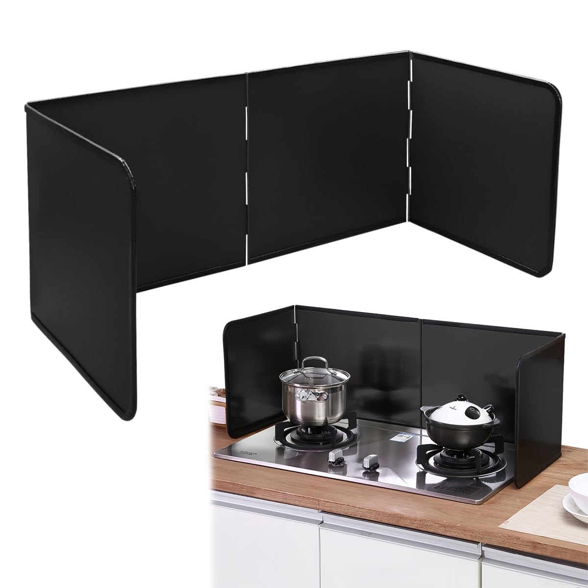 4 Sided Splatter Guard for Stove Top, Foldable Stainless Steel Stove Splash Guard for Frying Pan Kitchen Oil Splash Guard, 135x30CM
