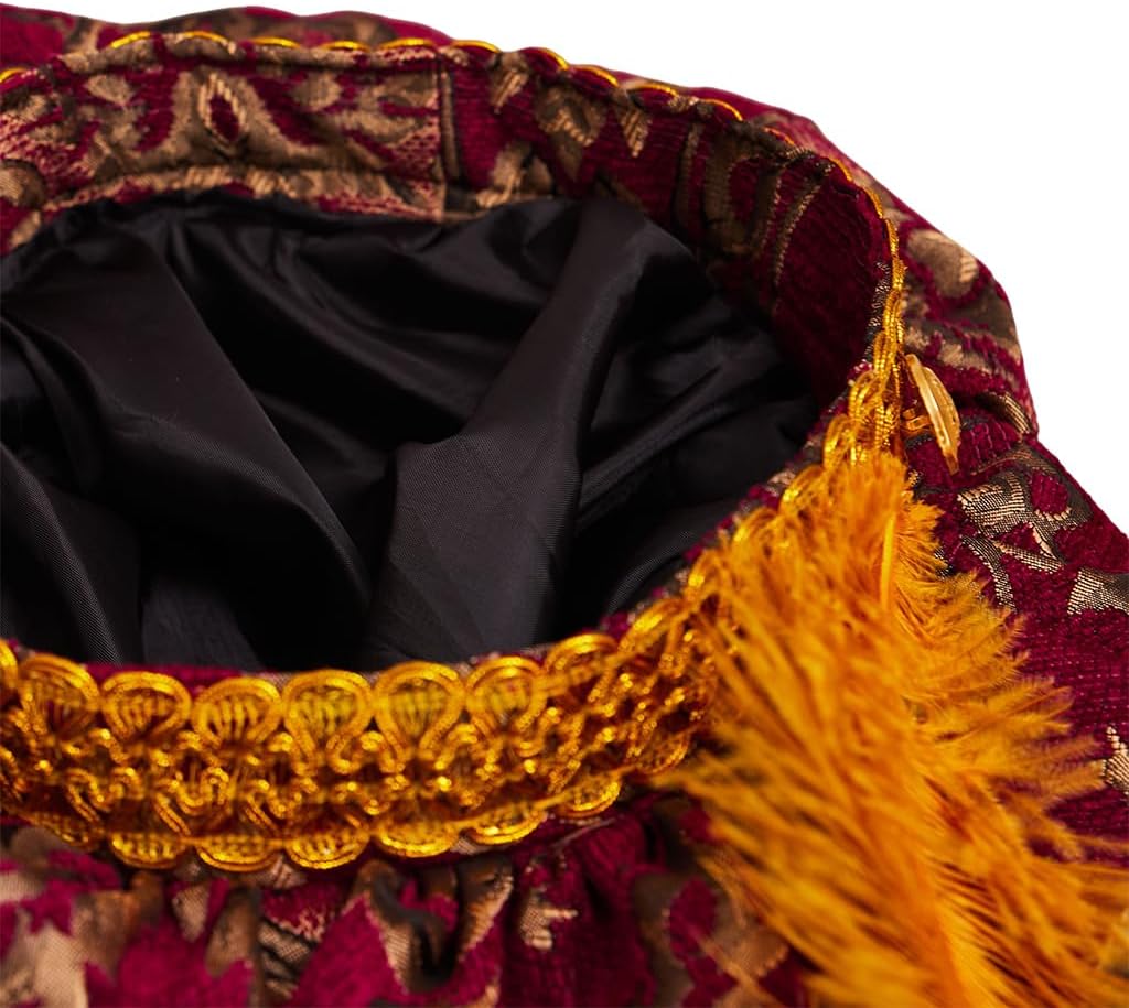 Willyacos Mens Medieval Tudor Hat with Feather Muffin Top Hat Renaissance Tudor Flat Cap Minstrel Costume Headwear Headpiece - Image 7