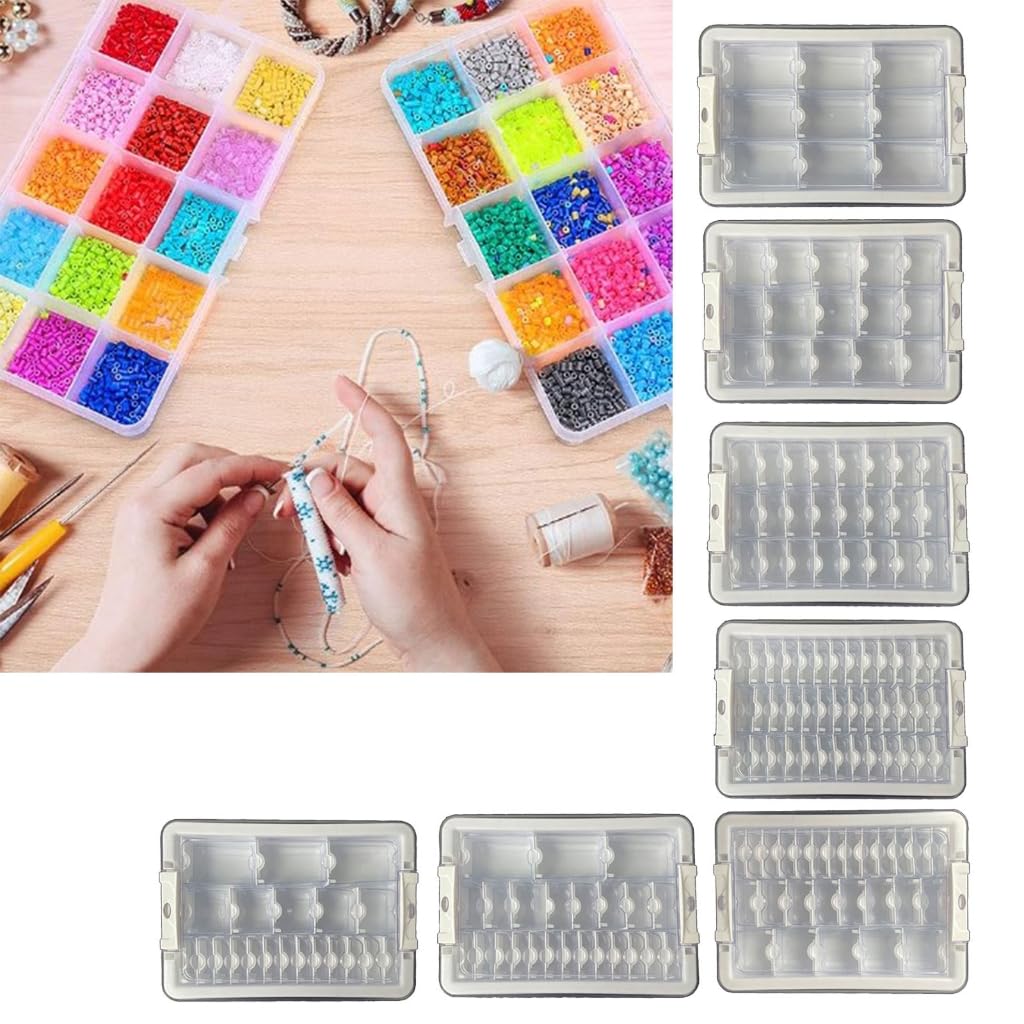 Organisateur Fournitures DIY JINQIGG Systèmes D'organisation De Perles Robustes Avec Une Couleur Boîte Tri Perles Couleur Taille