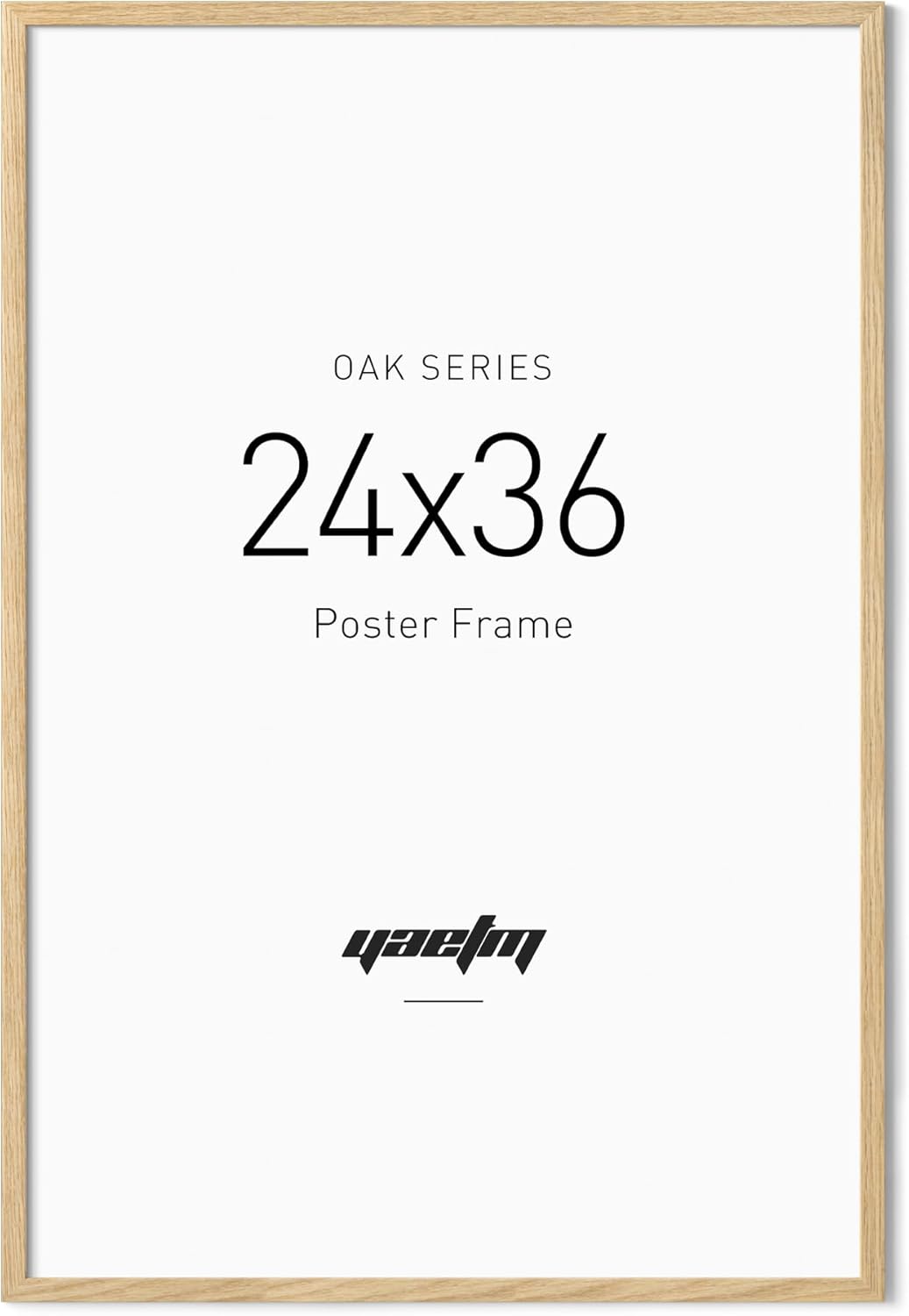 Yaetm Minimalist 24x36 Oak Wood Frame for Poster, Natural Solid Wood 24x36 Picture Frame for Wall, Lightweight, Wall Decor for Office, Gallery & Home (Single, Oak) 24x36 - 1 pack Oak