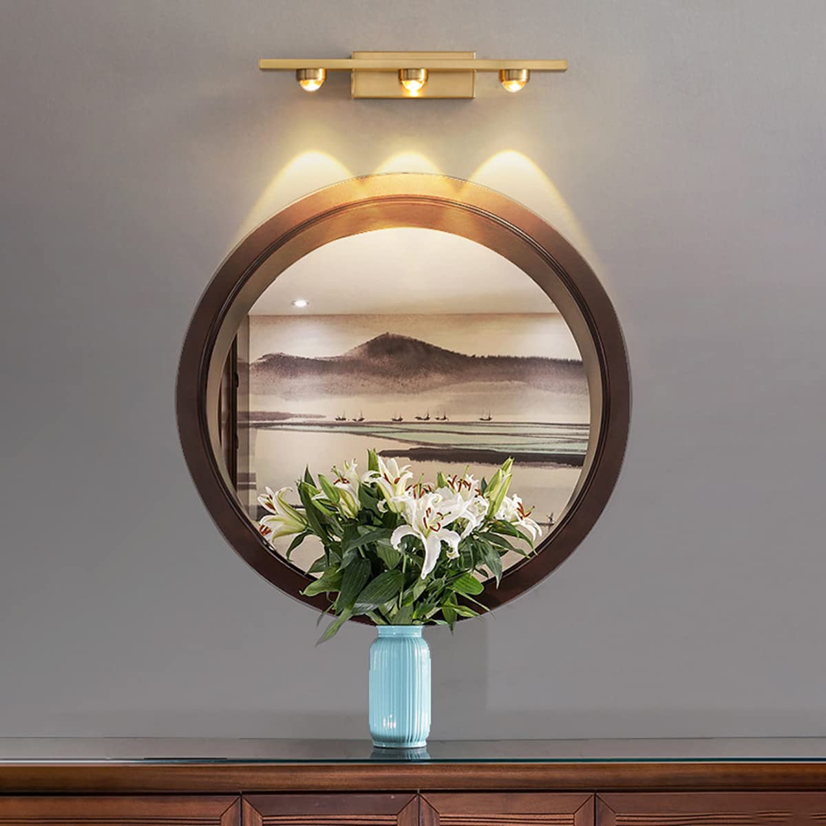 3W Badezimmer Spiegelleuchte LED 30 Cm Schminklampe Für Spiegel Wandmontage IP44 Badspiegel Lampe Anti Nebelwasserdicht 3 Flammen Badleuchte Spiegellicht Schrank Aufbauleuchte 4000K Gold
