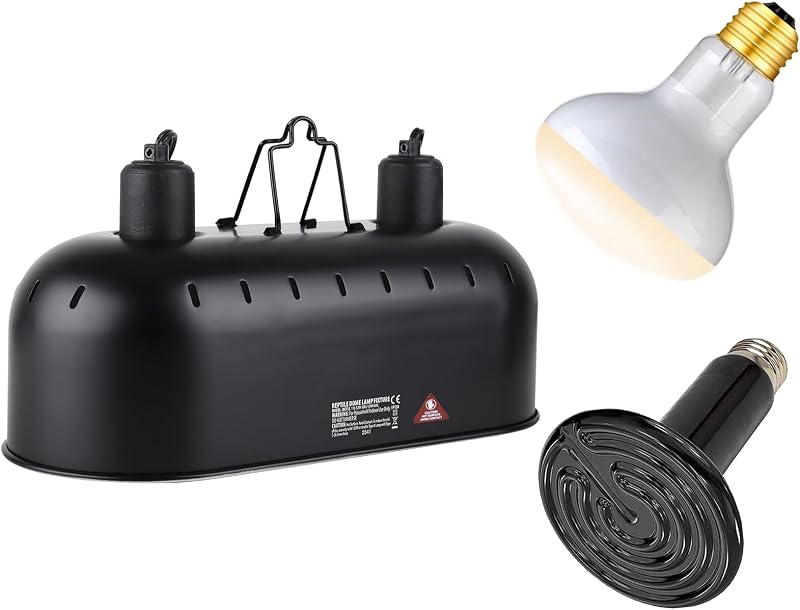 Luminária Dupla para Terrário com Lâmpadas de Aquecimento UVA e Cerâmica DXOPHIEX DLF15-04