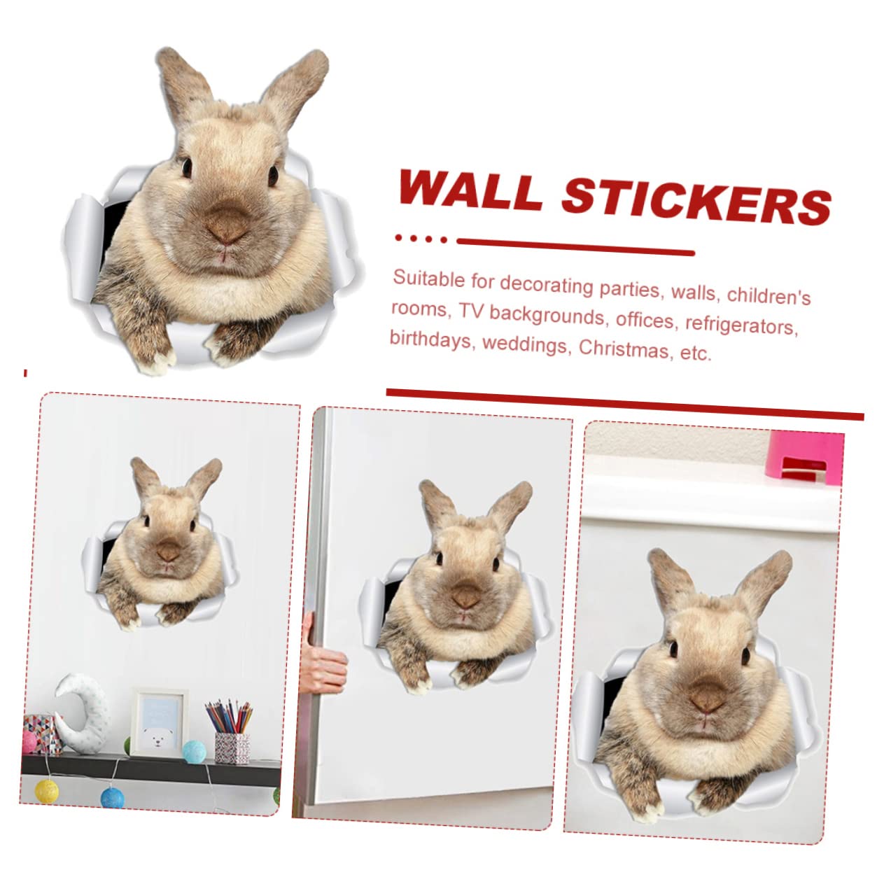 ifundom 3hojas Pegatina De Conejo Para Pared Autoadhesiva Para Habitaciones Infantiles y Decoración Del Para Diversas Superficies