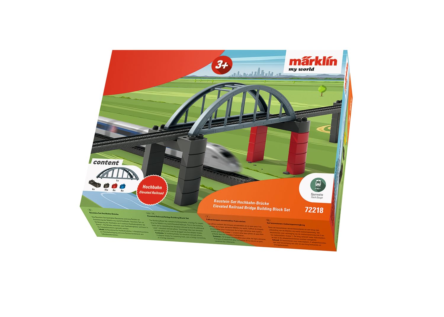 Märklin My World - 72218 - Kit de Construction Pont de Trajectoire - Pilier et Pont - Extension Modélisme Ferroviaire - A partir de 3 Ans - Piste H0