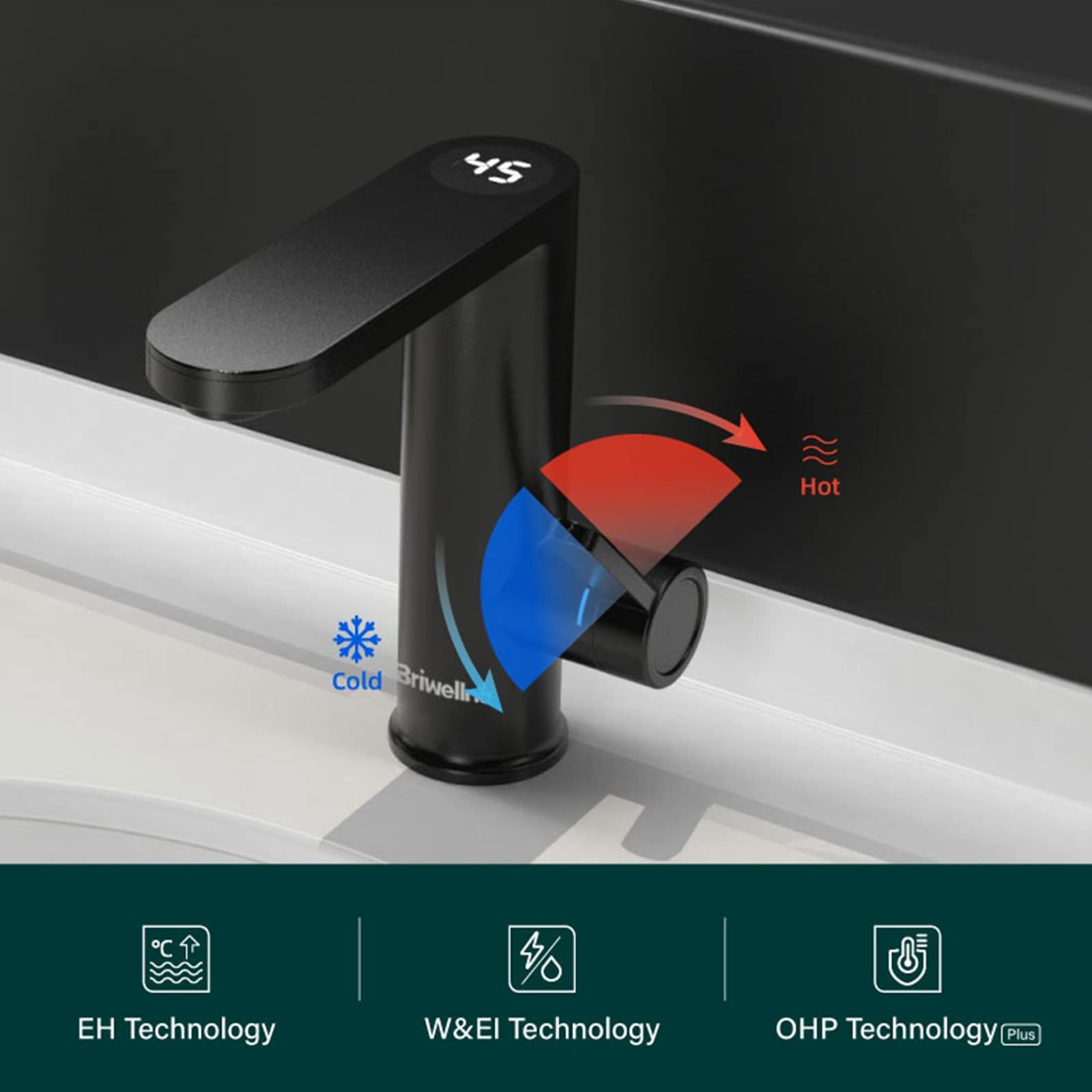Rubinetto Elettrico per Acqua Calda 3KW, Rubinetto per lavandino del Bagno 2 in 1, rubinetti per Il Bagno, Rubinetto per Acqua Calda istantanea con Geyser per scaldabagno Senza Serbatoio, Rubinetto