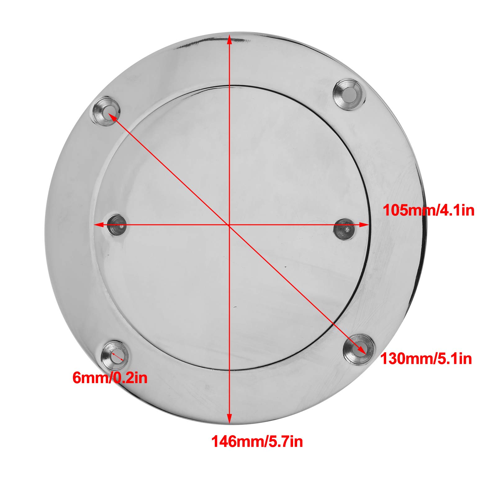 Piastra di Coperta KIMISS, Copertura per Boccaporto in Acciaio Inossidabile 4 Pollici Portello di Ispezione in Acciaio Inossidabile con Chiave per Accessorio Hardware per Yacht