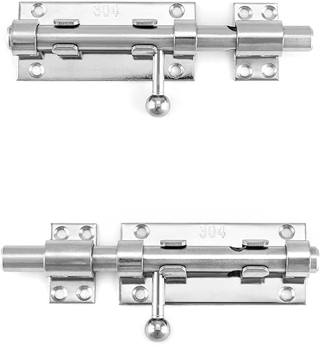 Miniatura 3 de QWORK Pestillo de puerta de perno deslizante, paquete de 4 cerrojos de acero inoxidable 304 de 6.3 pulgadas de alta resistencia con orificio para