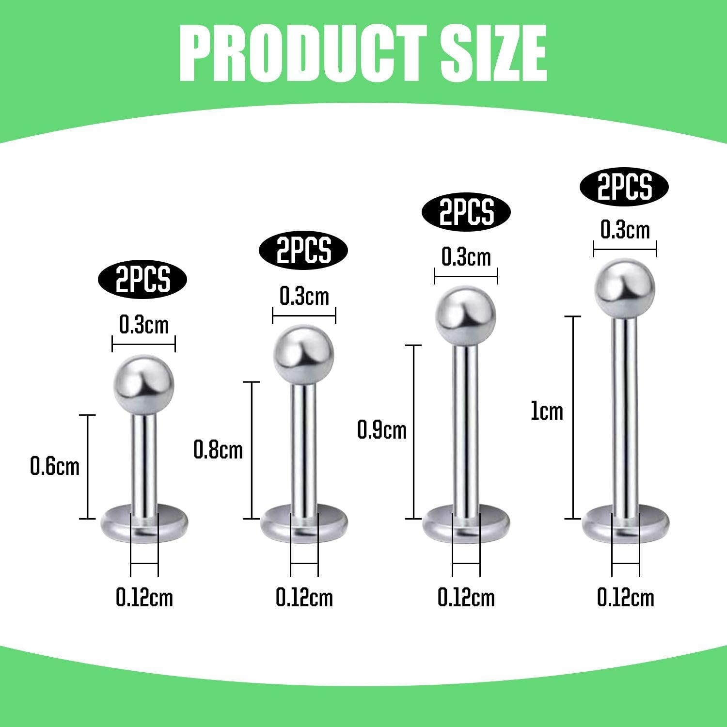 4 Pares Pendientes De Labios De Acero Inoxidable, Pendientes De Nariz Plateados, Pendientes De Tragus, Pendientes De Labio Inferior, Pendientes De Labios Unisex