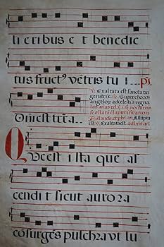 Amazon.co.jp: グレゴリオ聖歌 ネウマ譜 羊皮紙楽譜 見開頁 / 15