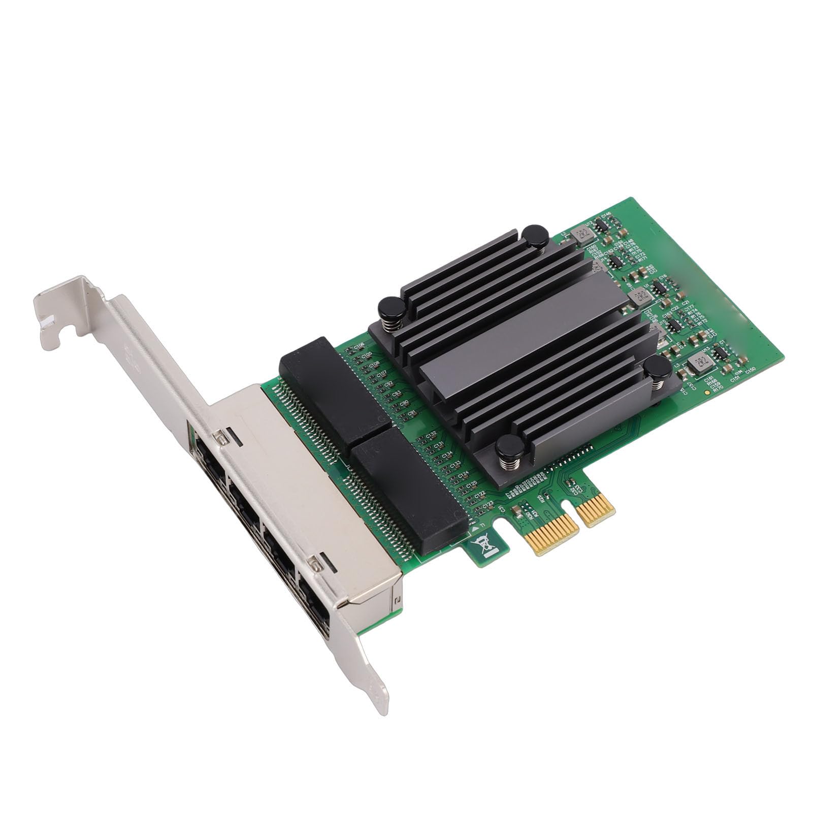 Ausla Scheda di Rete PCIe X1 a 4 Porte, Scheda Adattatore di Rete Gigabit Ethernet PCB con Chip 82571, 4 Porte RJ45 10 100 1000Mbps, Basso Carico della CPU per PC Industriali Server Desktop