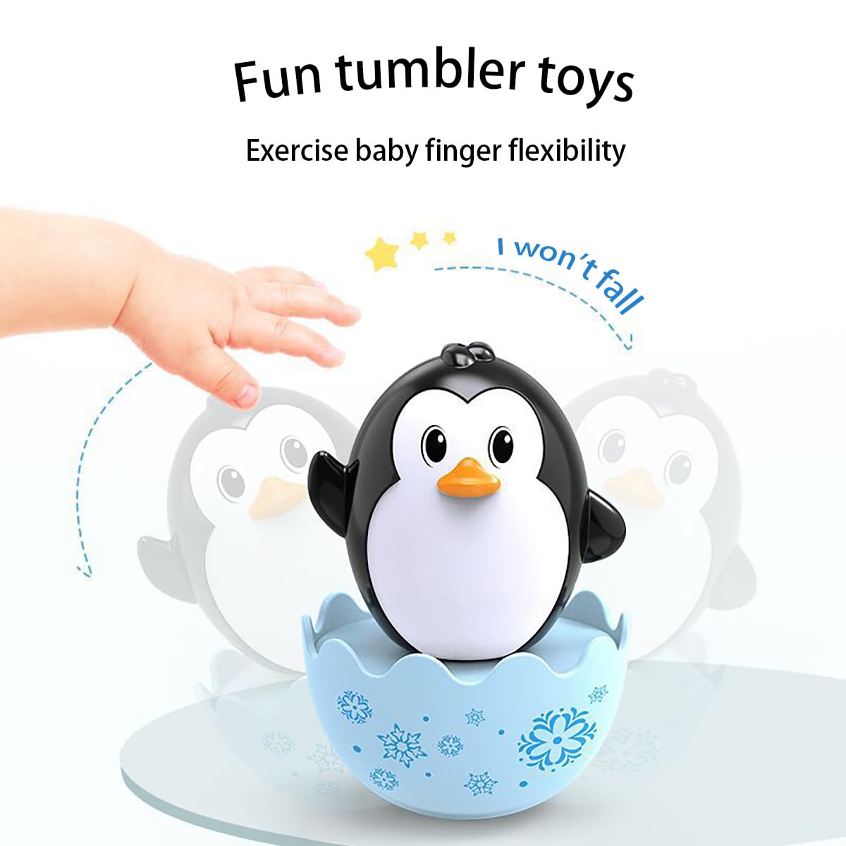 Juguetes de huevos de Pascua – Conejito, pollo, pingüino, Roly-Poly Animal Toys, regalo de Pascua de plástico para niños y niñas 3