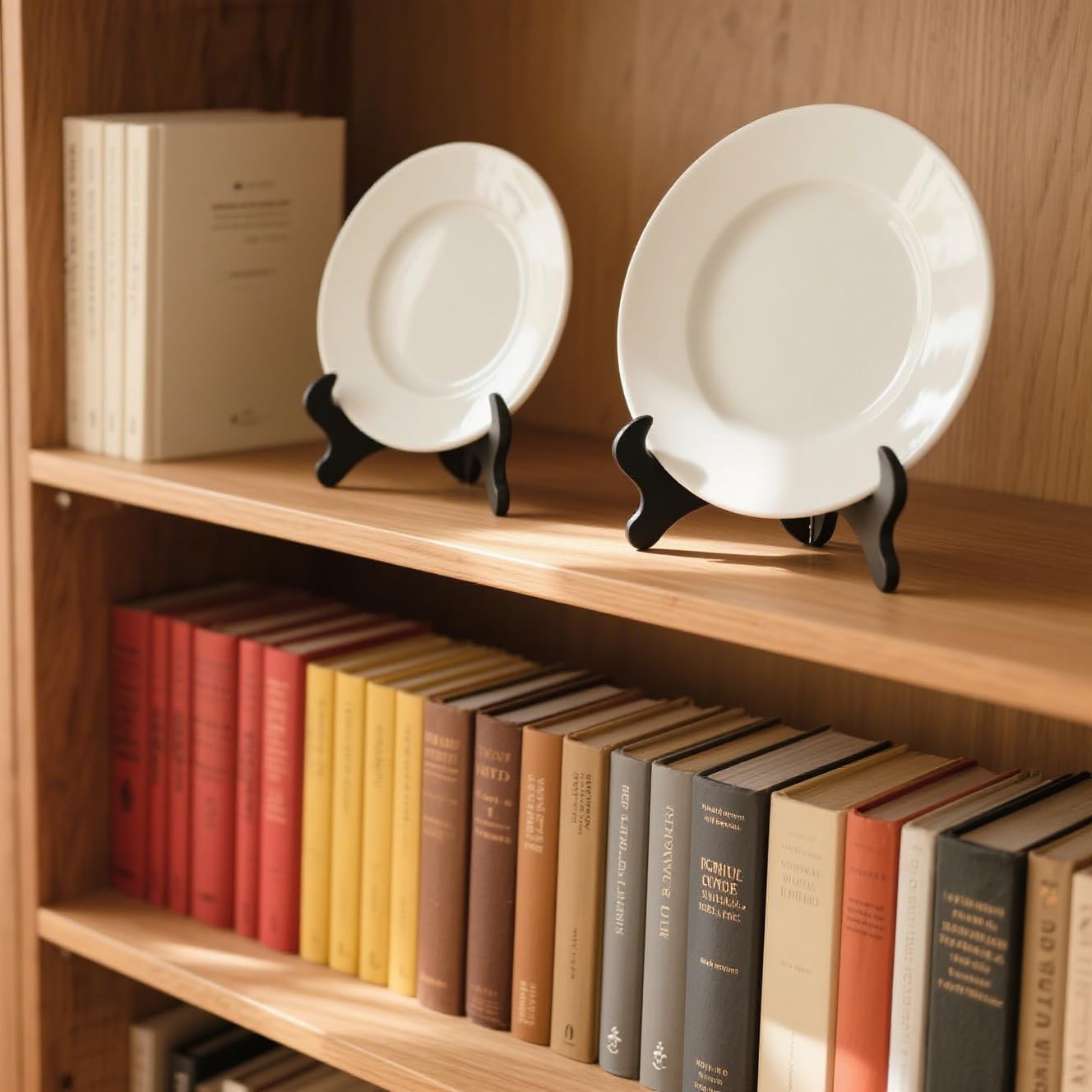 4 Pcs Wooden Plate Stands Tabletop Art Holder Picture Frame Easels Book Dish Decorative for Display