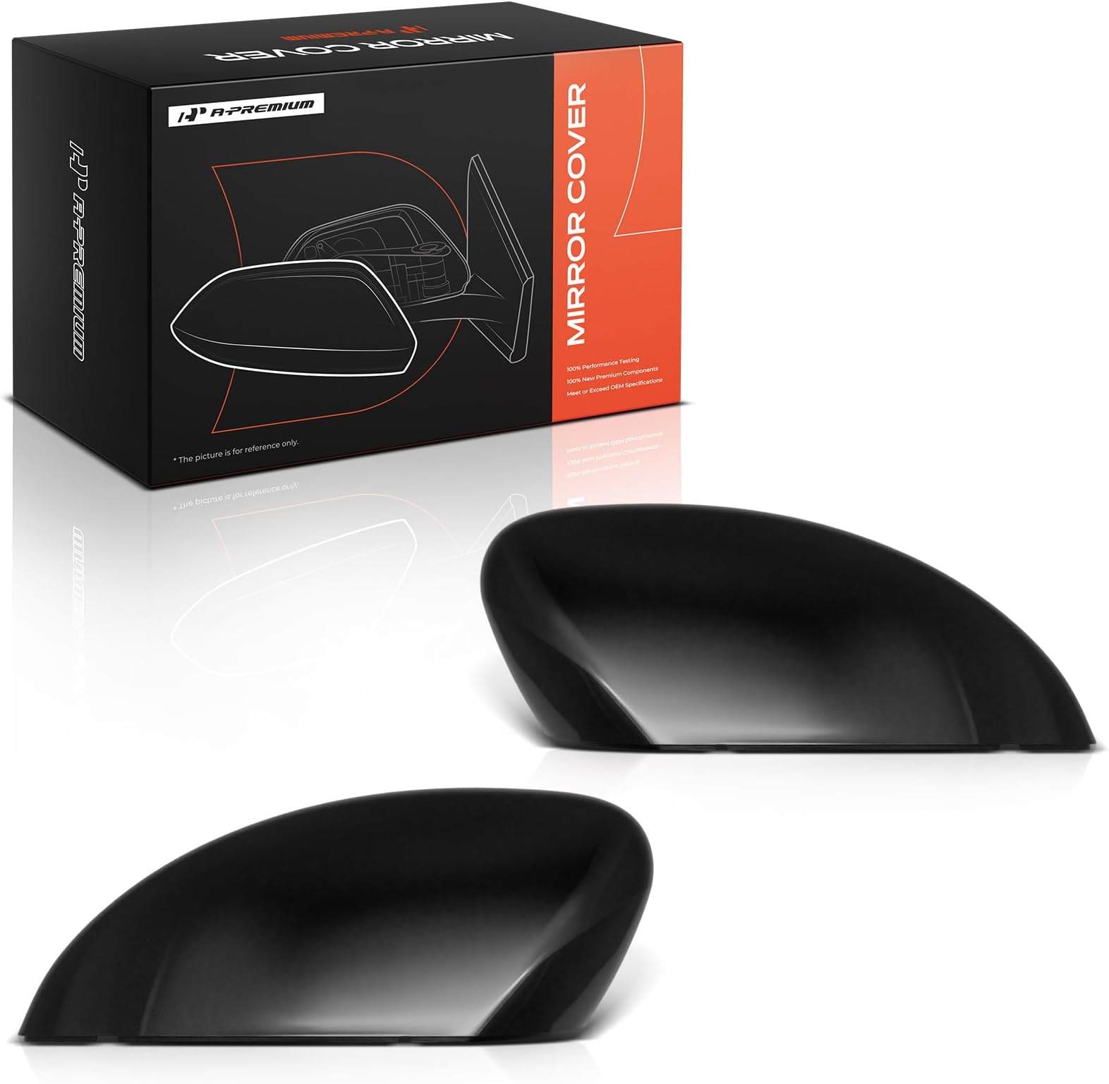 A-Premium 2 PCS Driver and Passenger Side Rearview Mirror Covers Caps - Compatible with Ford Escape 2017 2018 2019 - Smooth Black, with Turn Signal Hole
