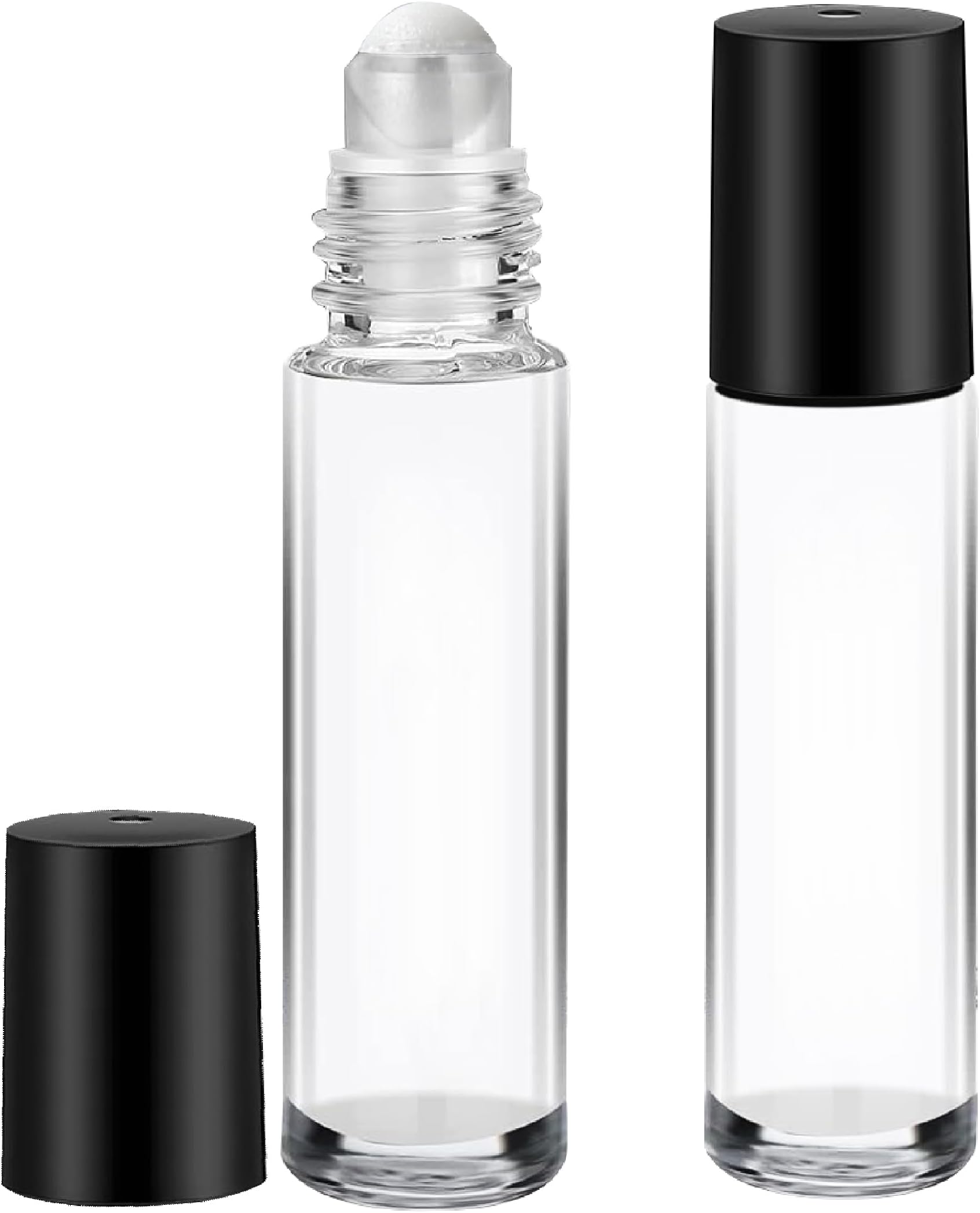 Happy Packaging 10 ml Clear Glass Roll on bottle With Plastic roller on And Black Cap For Essential Oils | Perfumes | Lip Balms | Refillable | Reusable | Leakproof Bottle (3)