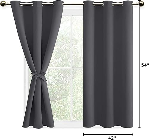 Miniatura 8 de DWCN Cortinas opacas para dormitorio con alzapaños, con aislamiento térmico, bloquean la luz, con ojales, para ventana de la sala, 42 x 54 pulgadas