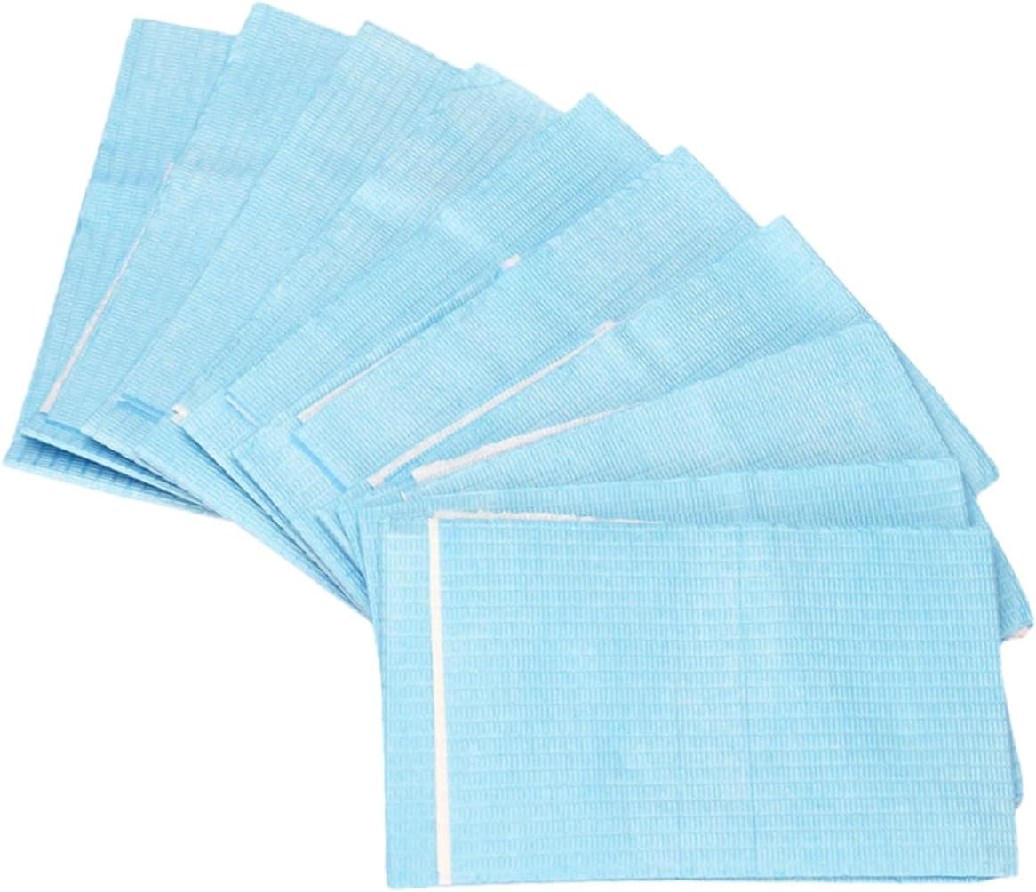 Ipetboom 10pcs Disposable Adult Bibs for Elderly Seniors Disabled Lightweight Breathable Protective Dining Bib Clothes Cover Easy Storage Mealtime Clothing Protector in Blue
