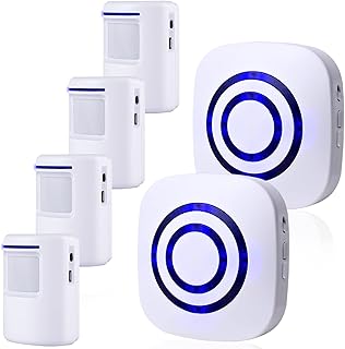 BESTOONE Motion Sensor Alarm, Long Range Wireless Driveway Alarm, Indoor Home Security System Electric Doorbells, 4 Motion...